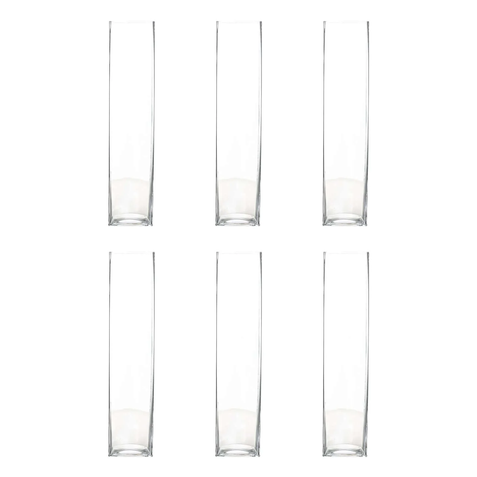 6-Pack Glass Cylinder Vases Square Clear - Durable Heavy Duty Floral Centerpieces for Weddings 18" - Image 6