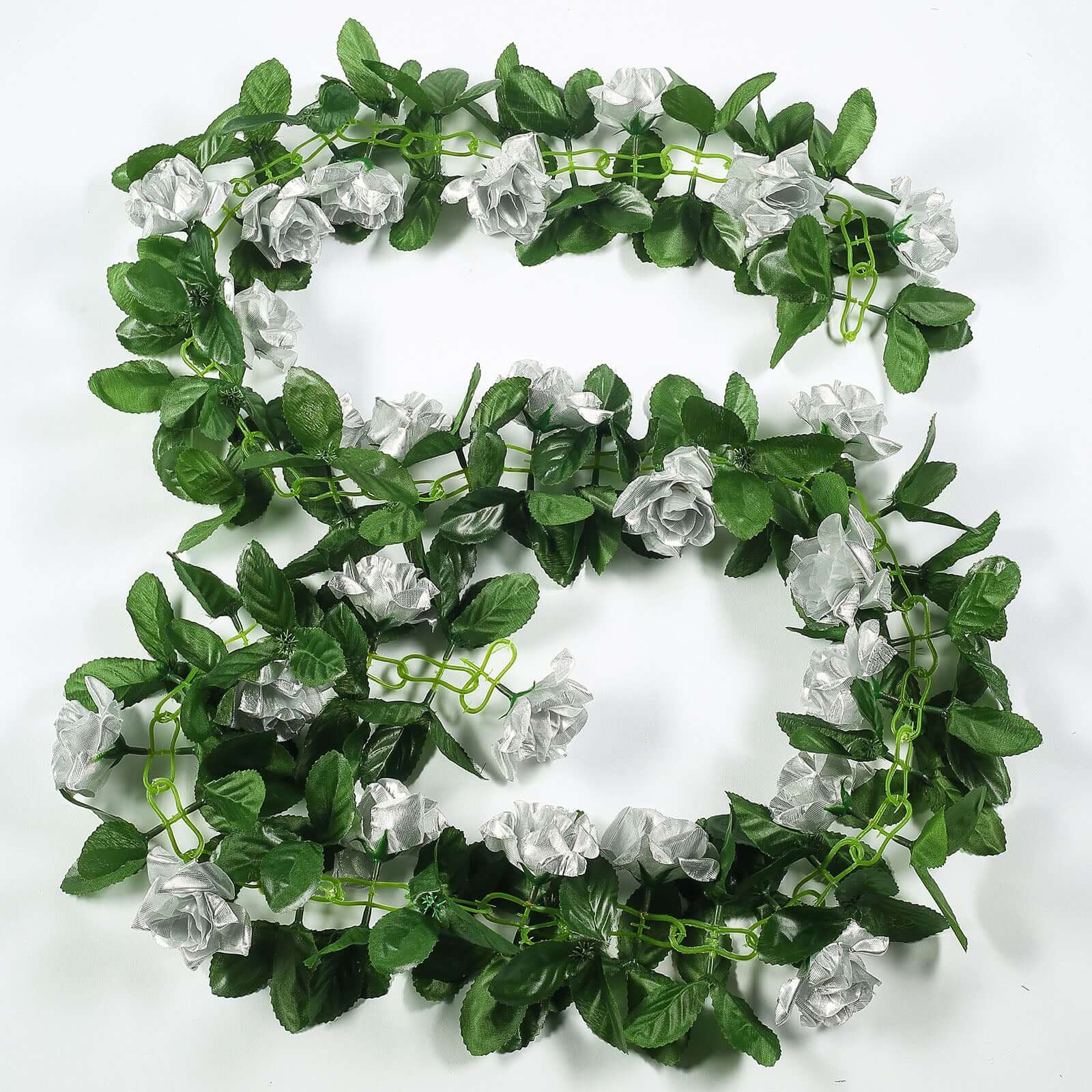 6ft Silver Artificial Silk Rose Garland UV Protected Flower Chain - Image 11