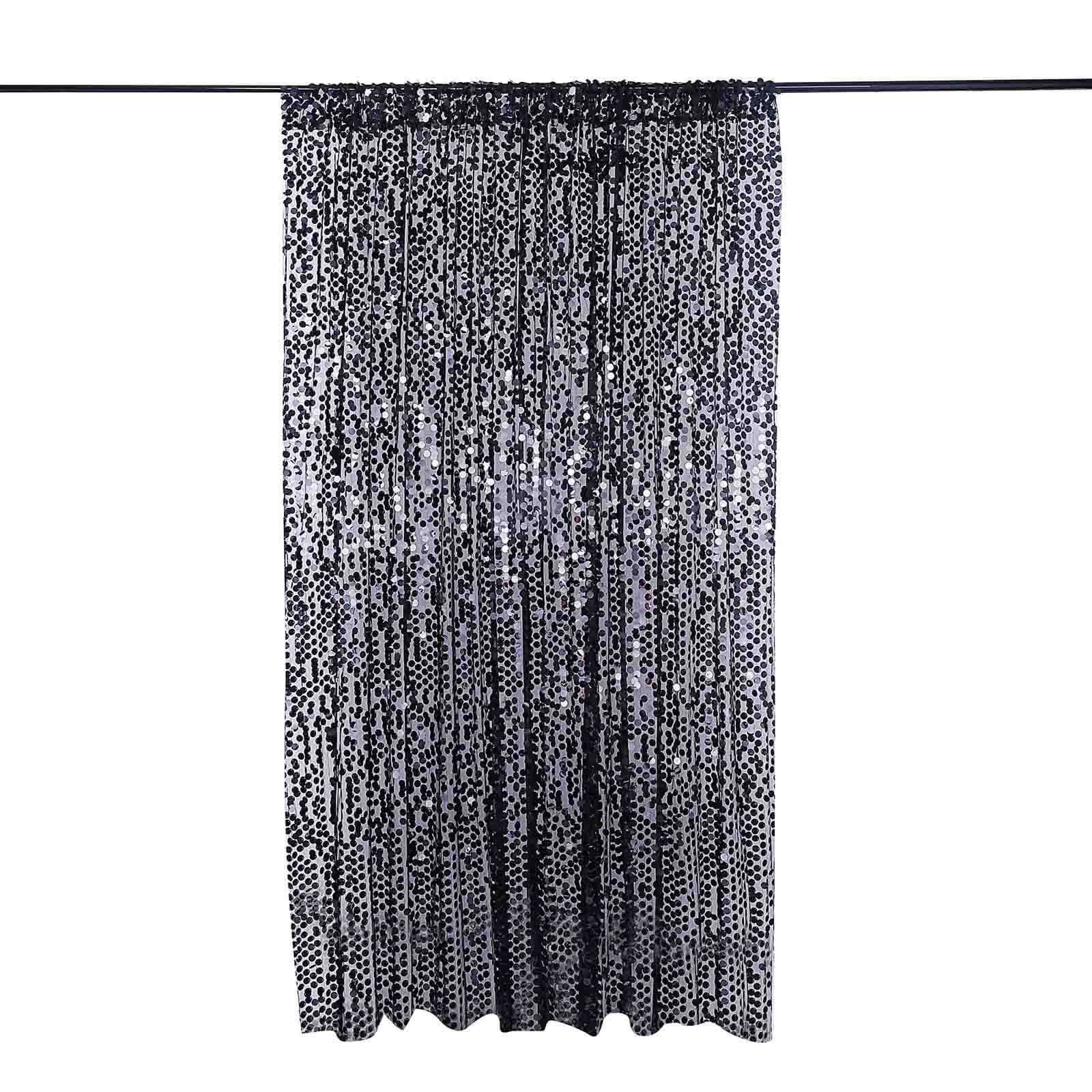 8ftx8ft Black Big Payette Sequin Event Curtain Drapes, Backdrop Event Panel - Image 7