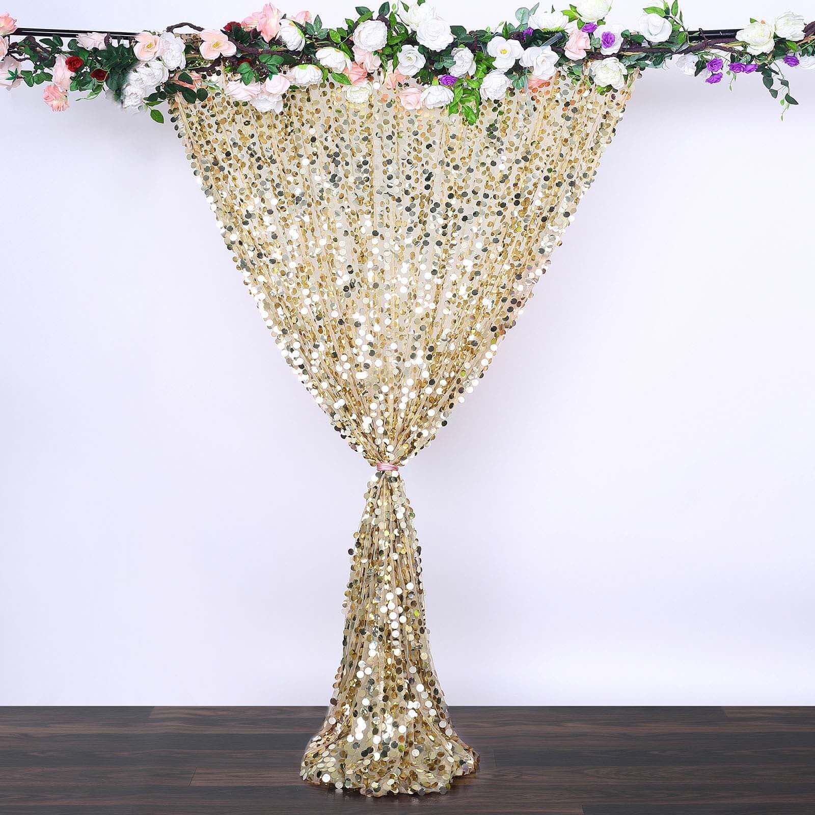 8ftx8ft Champagne Big Payette Sequin Event Curtain Drapes, Backdrop Event Panel - Image 2