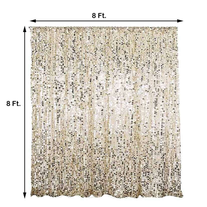 8ftx8ft Champagne Big Payette Sequin Event Curtain Drapes, Backdrop Event Panel - Image 3