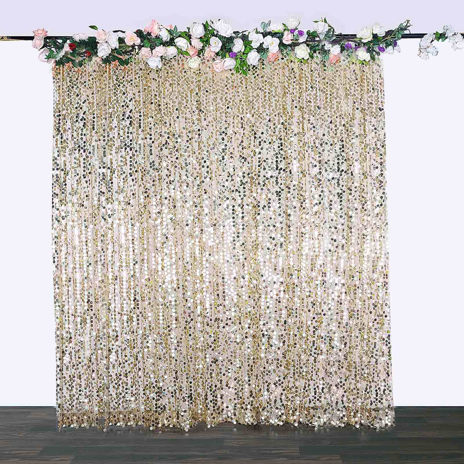 8ftx8ft Champagne Big Payette Sequin Event Curtain Drapes, Backdrop Event Panel - Image 6