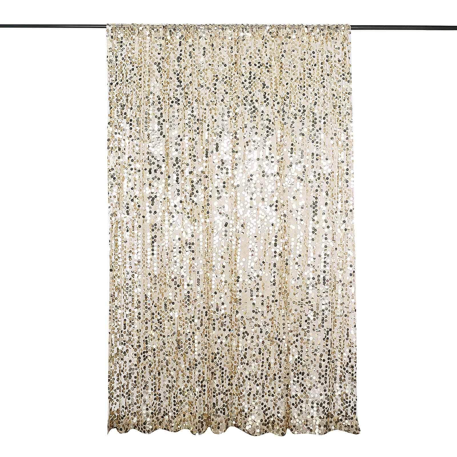 8ftx8ft Champagne Big Payette Sequin Event Curtain Drapes, Backdrop Event Panel - Image 7