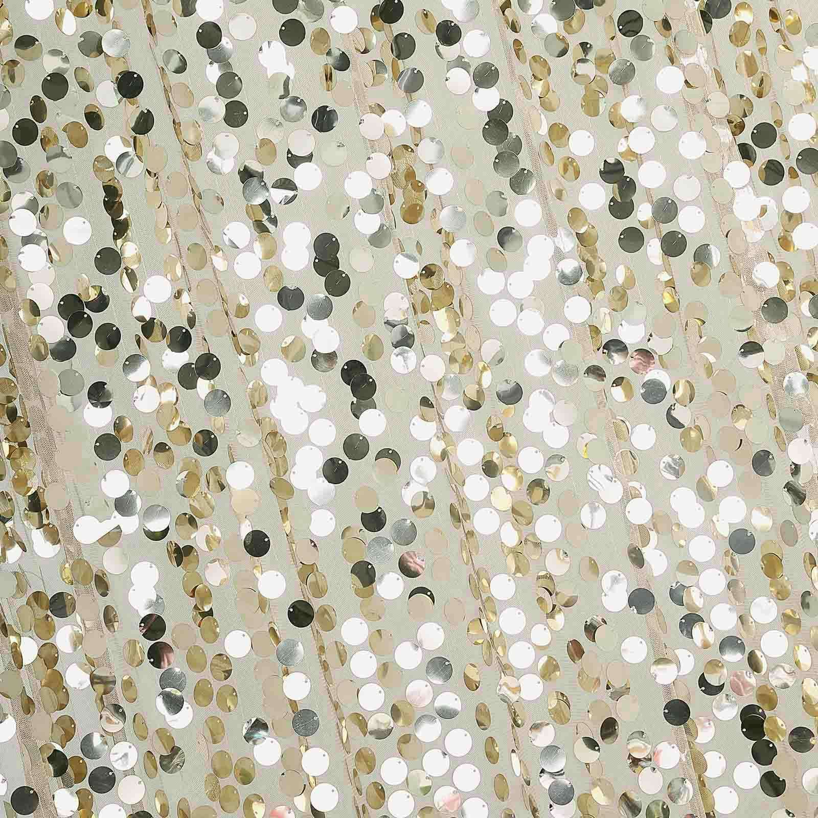 8ftx8ft Champagne Big Payette Sequin Event Curtain Drapes, Backdrop Event Panel - Image 8