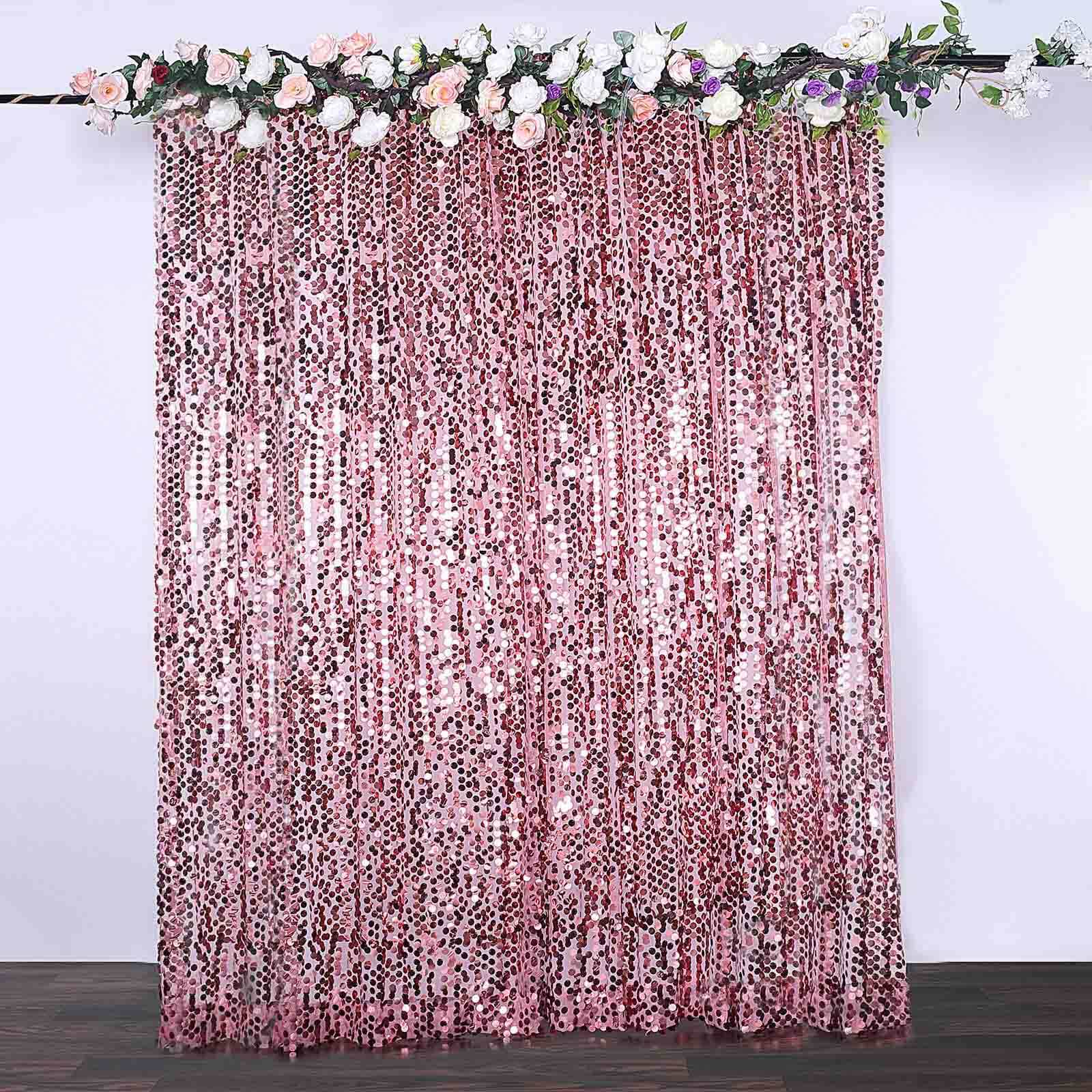 8ftx8ft Pink Big Payette Sequin Event Curtain Drapes, Backdrop Event Panel - Image 6