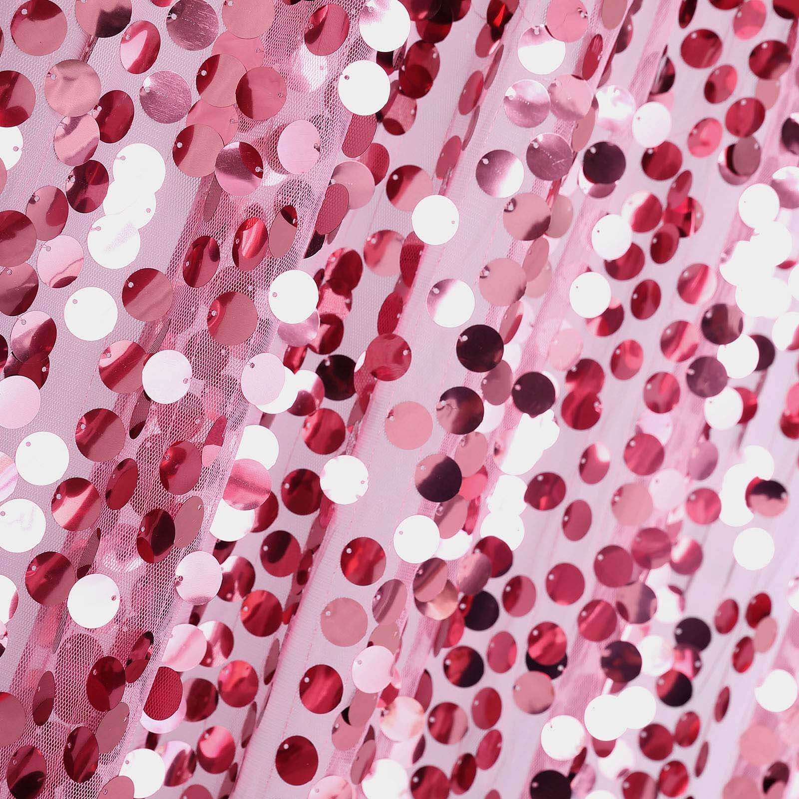 8ftx8ft Pink Big Payette Sequin Event Curtain Drapes, Backdrop Event Panel - Image 8