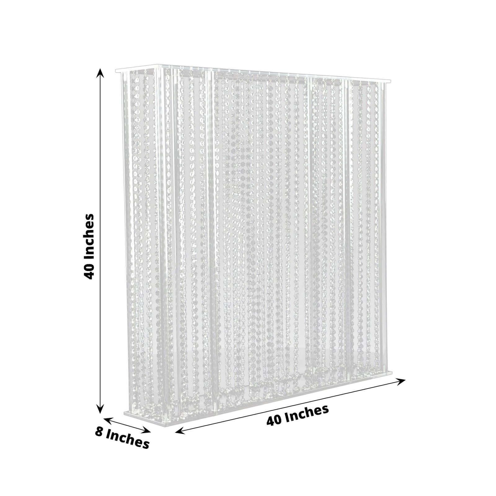 Acrylic Centerpiece Stand Rectangular Design with Pre-chained Crystal Beads Clear - Durable Flower Pedestal for Table or Floor 40"x40" - Image 3
