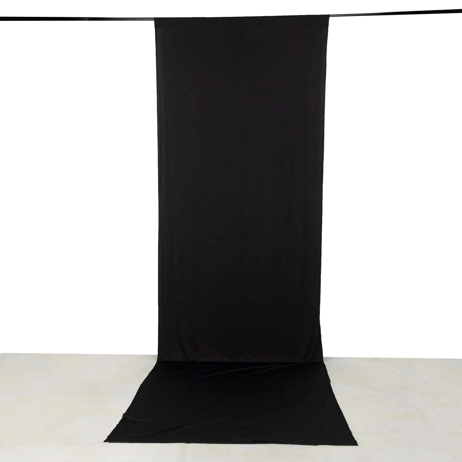 Black 4-Way Stretch Spandex Event Curtain Drapes, Wrinkle Free Backdrop Event Panel with Rod Pockets - 5ftx16ft - Image 2
