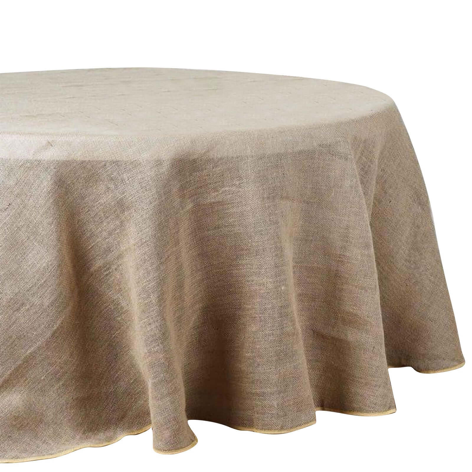 Burlap Jute 90" Round Tablecloth Natural - Rustic Boho Chic Table Linen - Image 5