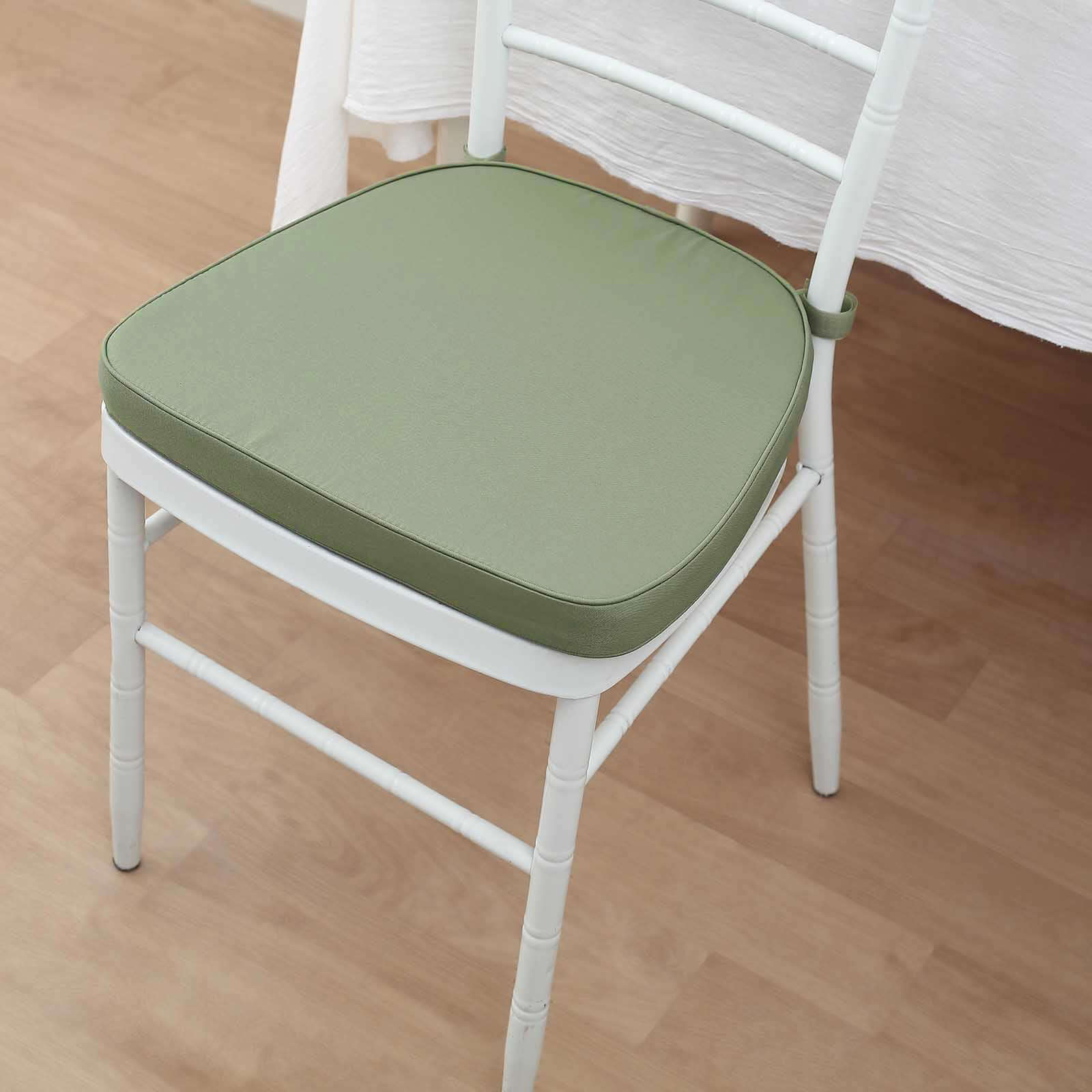 Chiavari Chair Cushion with 1.5" Thick Memory Foam and Ties Dusty Sage Green - Stylish Removable Cover for Comfort - Image 2