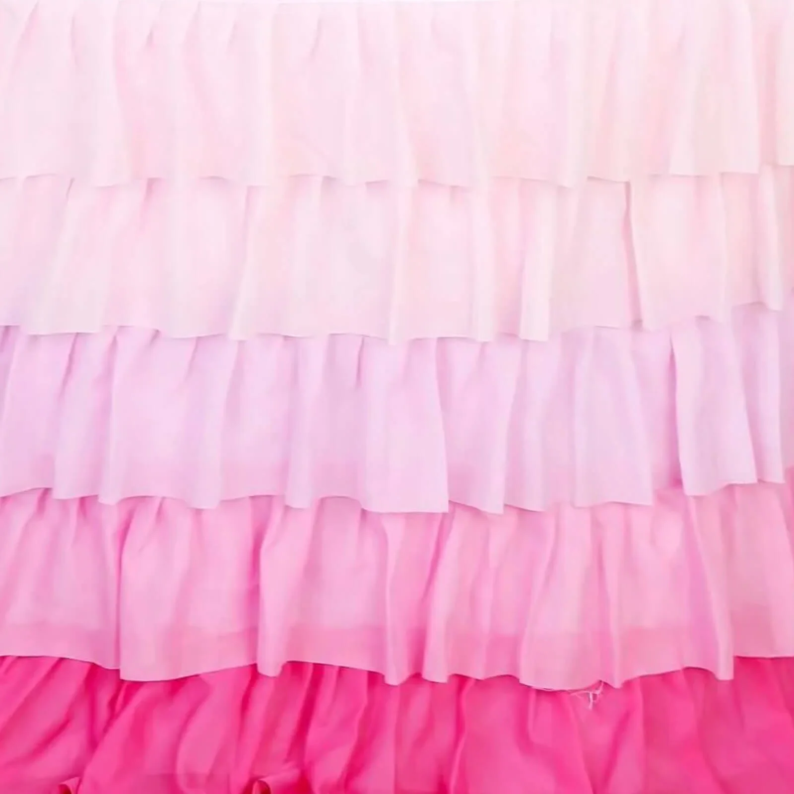 Chiffon 14ft Table Skirt Gradient Pink - Stylish 5-Tier Ombre Ruffled Tutu Table Cover with Satin Backing for Weddings & Celebrations - Image 11