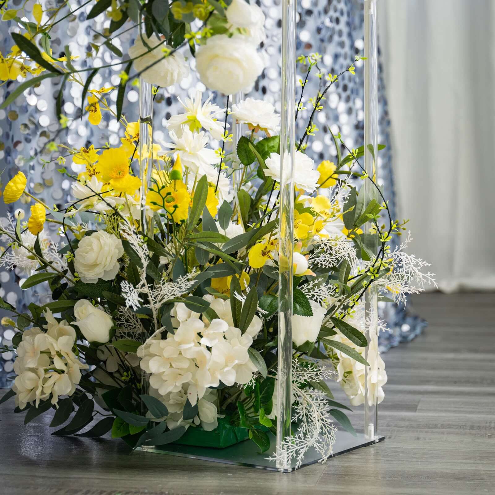 Acrylic Floor Vase Flower Stand with Square Mirror Base Clear - Decorative Wedding Column for Large Events 48" - Image 7