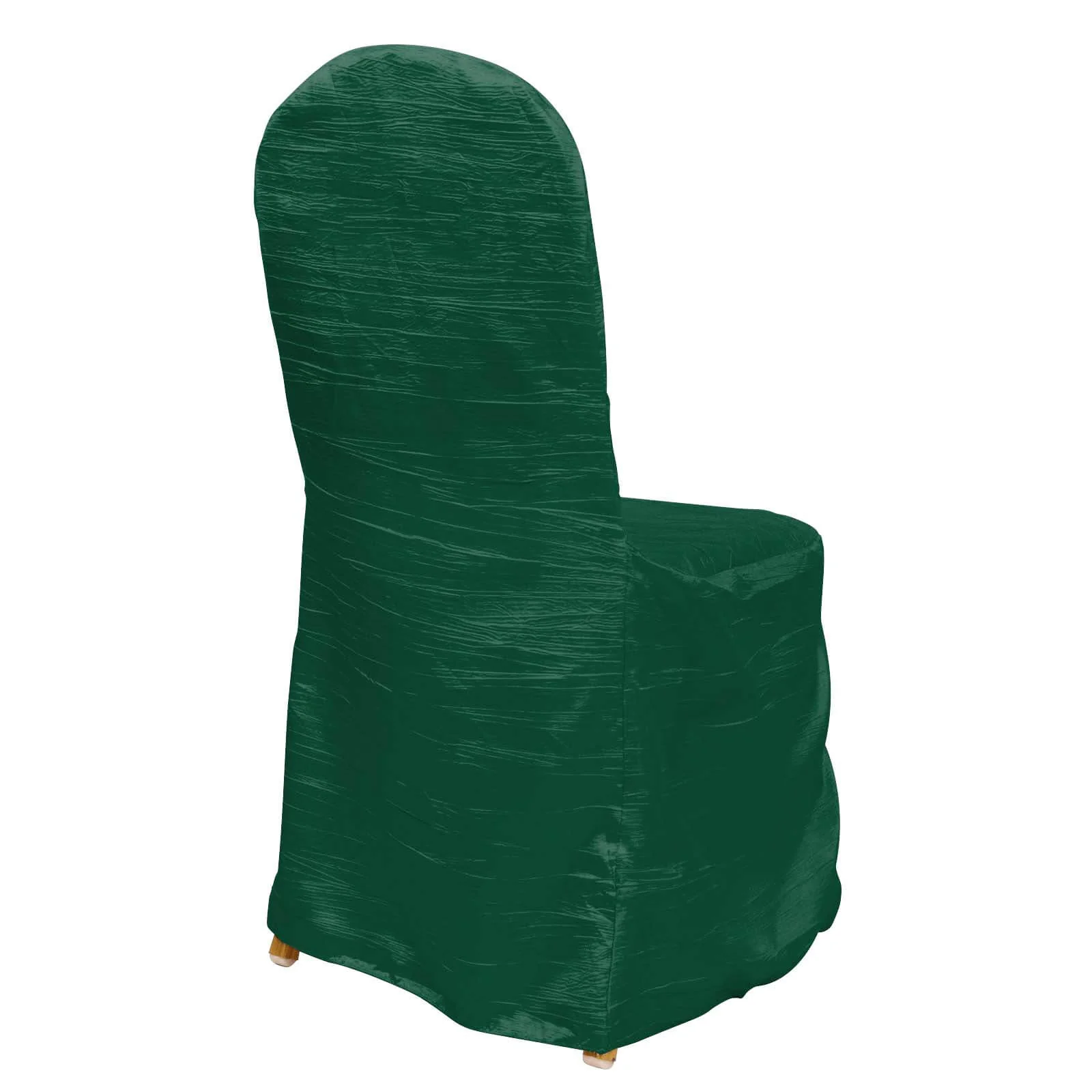 Crinkle Crushed Taffeta Chair Cover for Banquet Chairs Hunter Emerald Green - Reusable Slipcover - Image 8