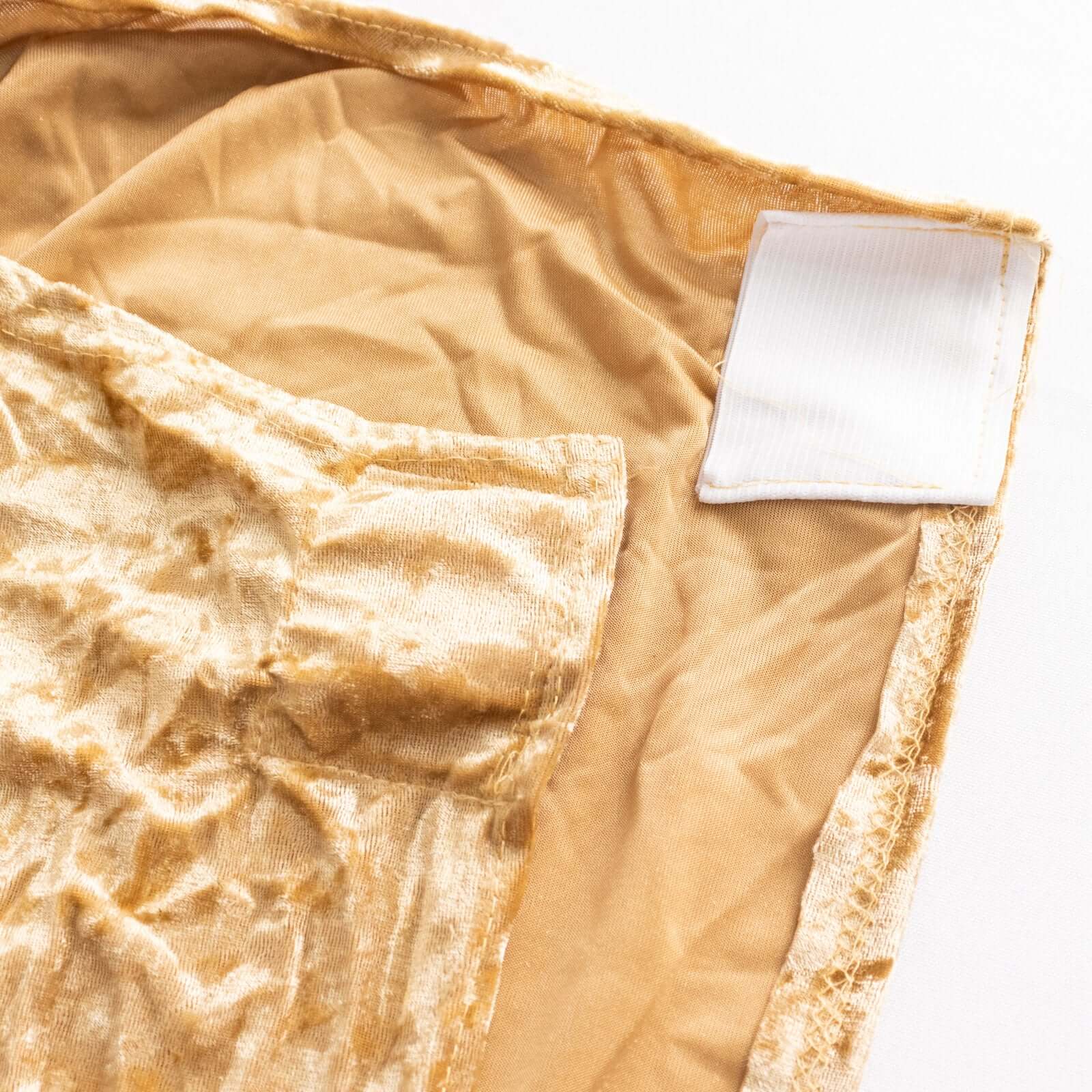 Crushed Velvet Spandex Banquet Chair Cover Fitted Slipcover Champagne - Stretch 190GSM Slipcover with Foot Pockets - Image 10