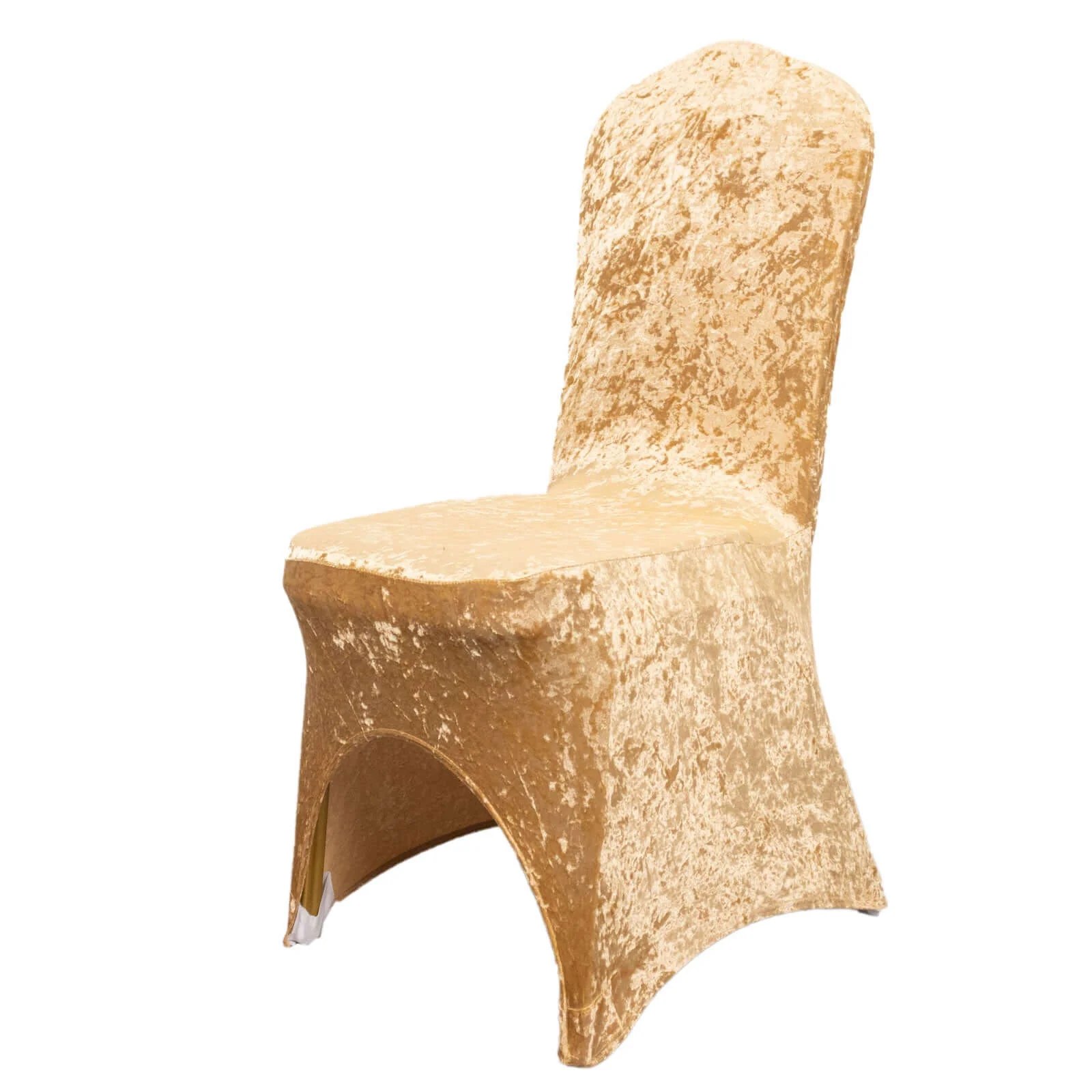 Crushed Velvet Spandex Banquet Chair Cover Fitted Slipcover Champagne - Stretch 190GSM Slipcover with Foot Pockets - Image 8