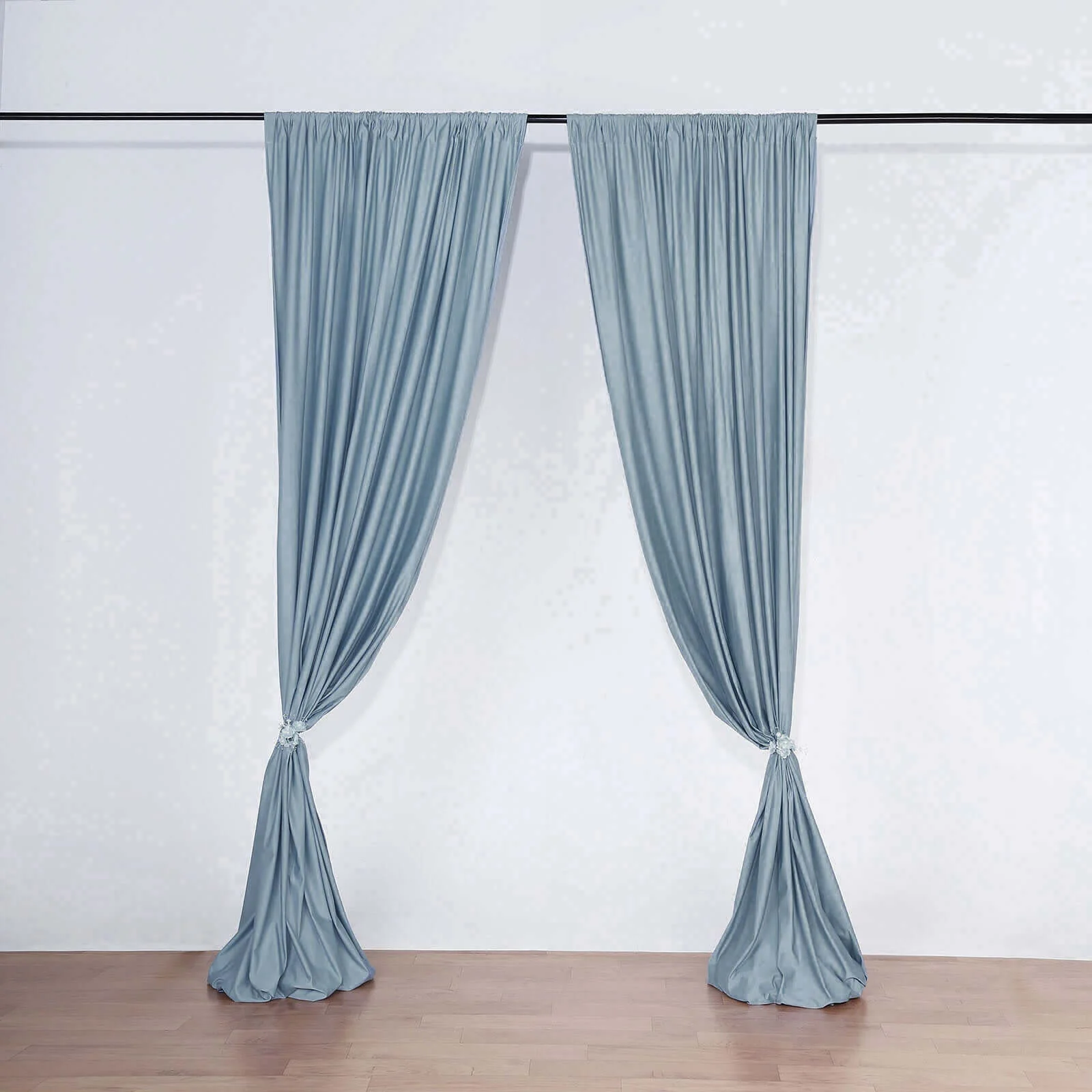 2 Pack 5ftx10ft Dusty Blue Scuba Polyester Backdrop Drape Curtains, Durable Flame Resistant Event Divider Panels Wrinkle Free With Rod Pockets - Image 6