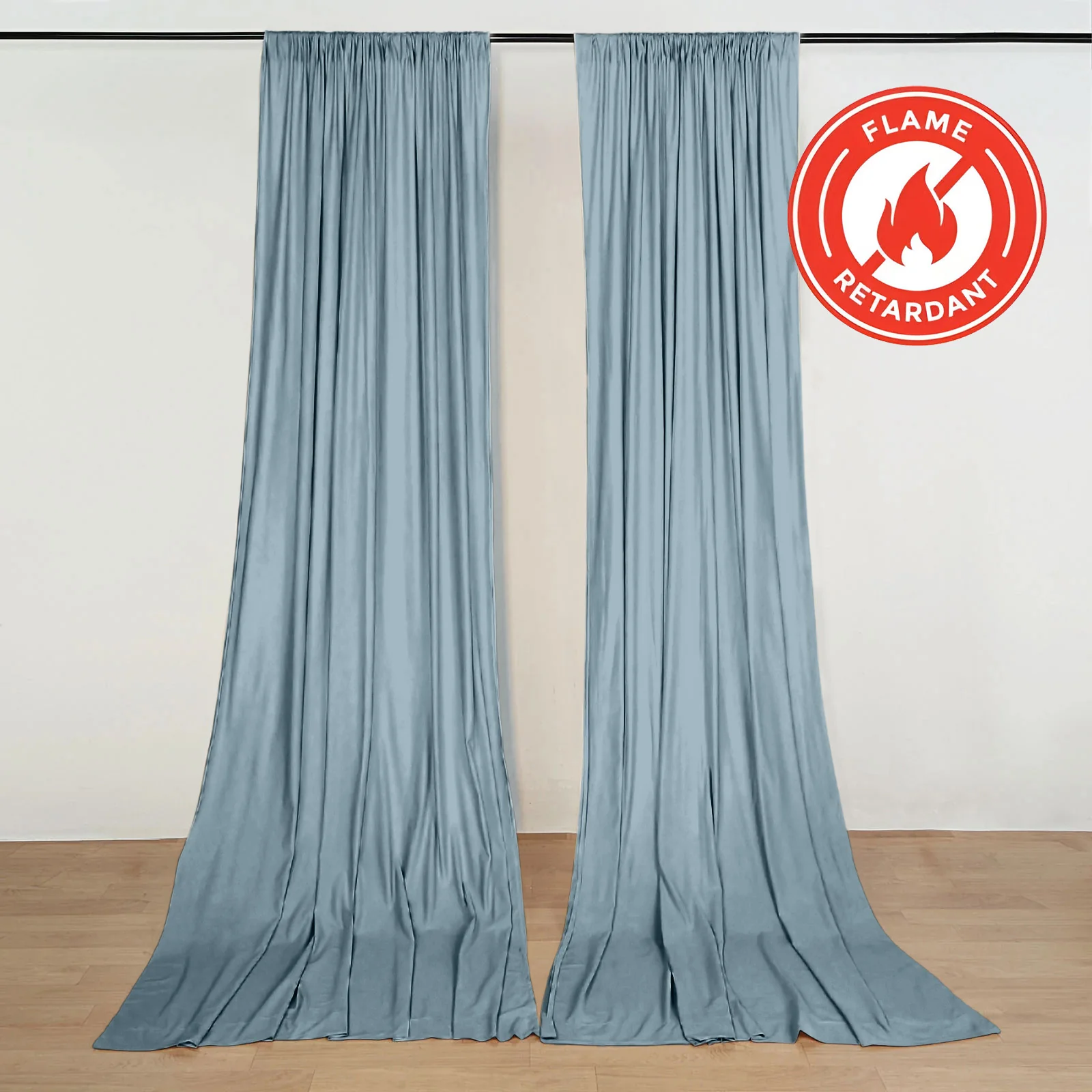 2 Pack 5ftx10ft Dusty Blue Scuba Polyester Backdrop Drape Curtains, Durable Flame Resistant Event Divider Panels Wrinkle Free With Rod Pockets - Image 7