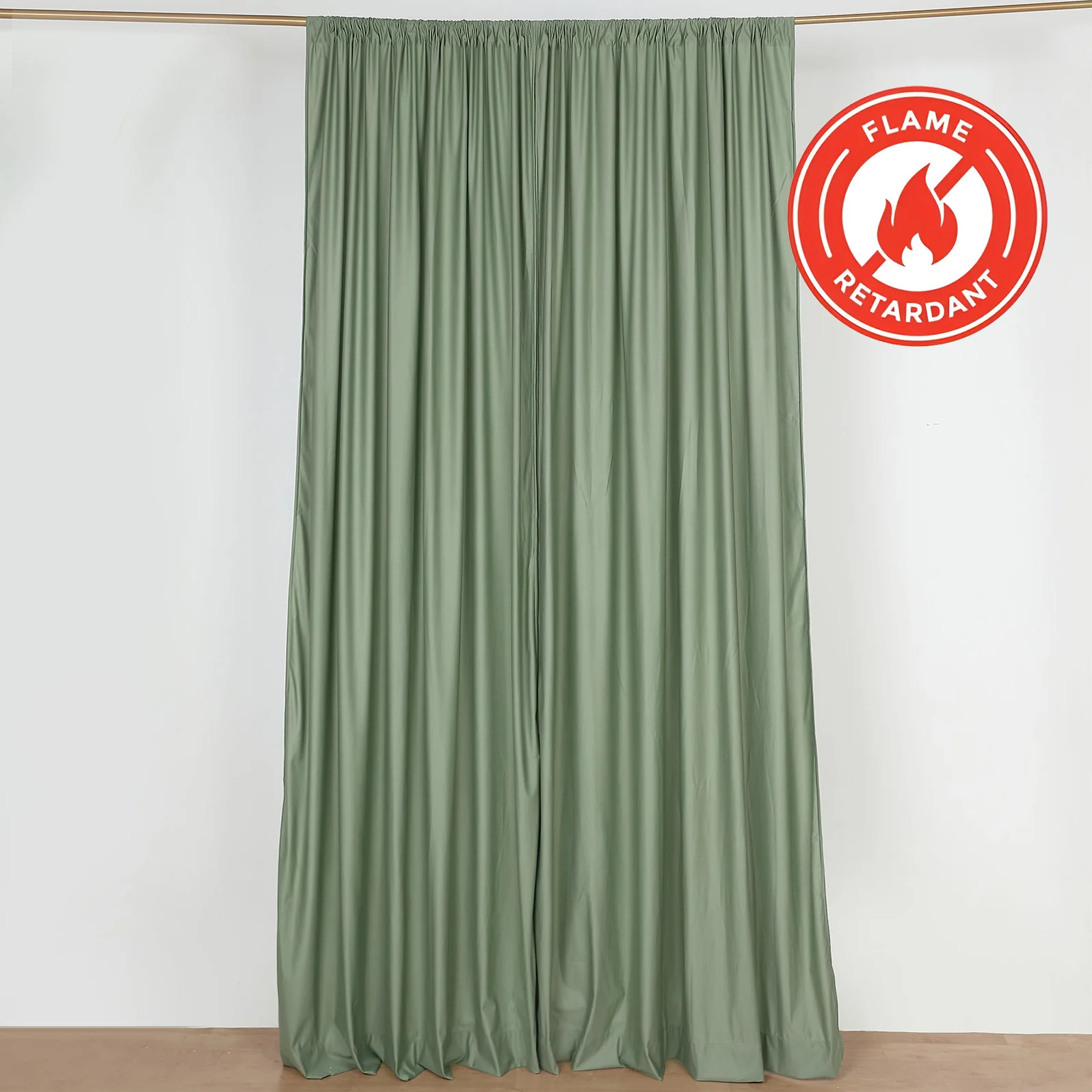 2 Pack 5ftx10ft Dusty Sage Green Scuba Polyester Backdrop Drape Curtains, Durable Flame Resistant Event Divider Panels Wrinkle Free With Rod Pockets - Image 7