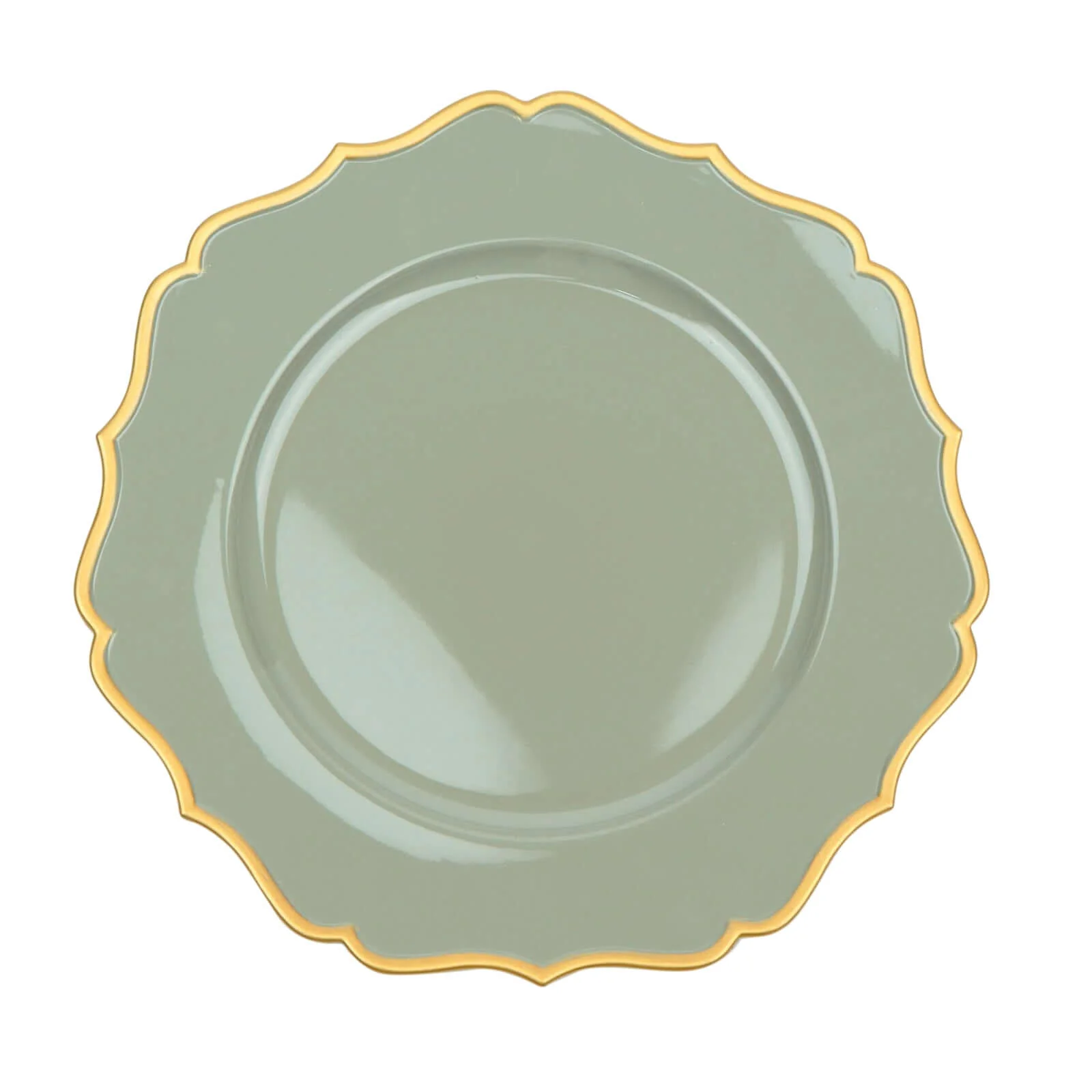 6-Pack Acrylic Round Charger Plates 13" in Dusty Sage Green with Gold Scalloped Rim, Decorative Dinner Party Plastic Charger Tableware - Image 6