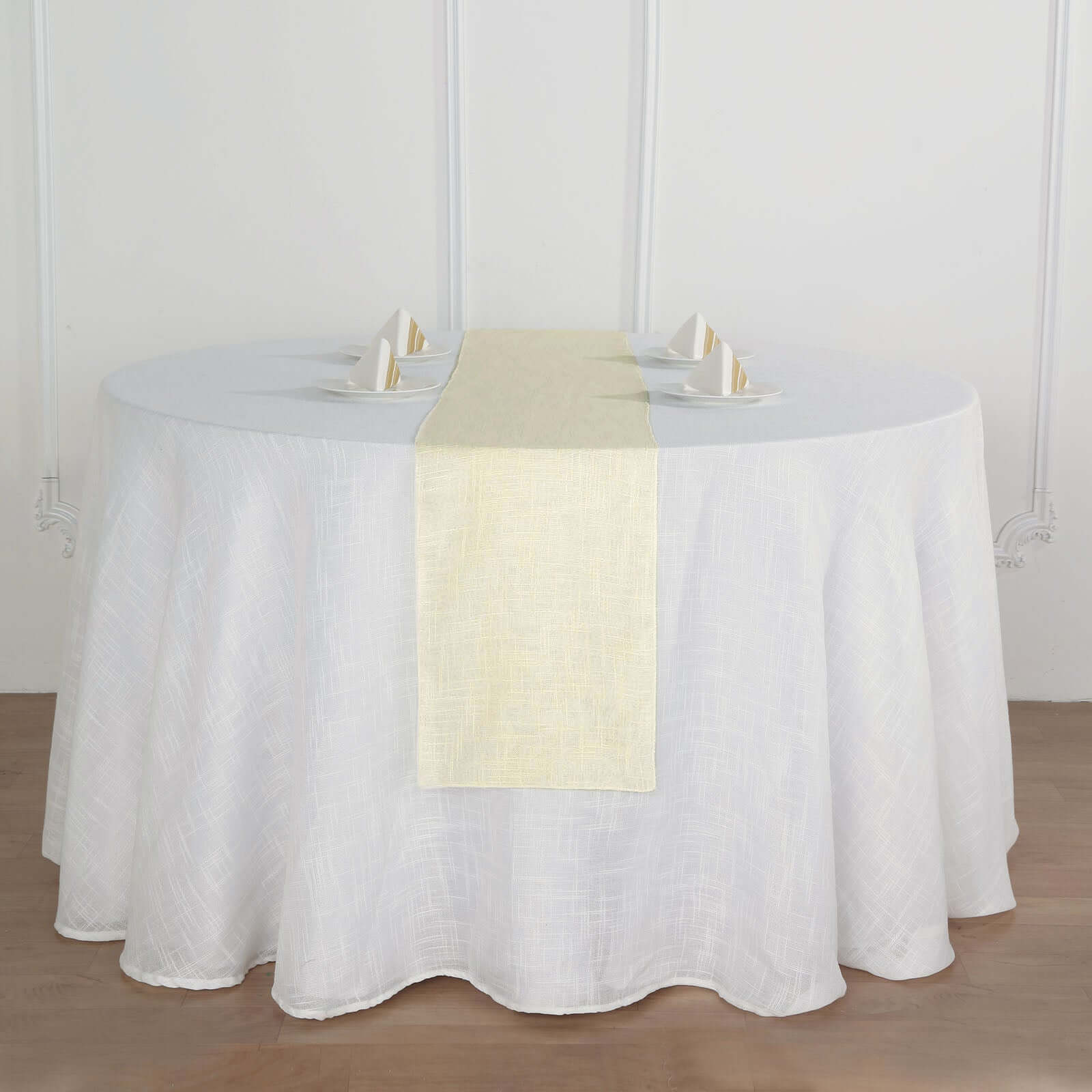 Faux Linen 12"x108" Table Runner Ivory - Slubby Textured & Wrinkle Resistant Table Decor - Image 2