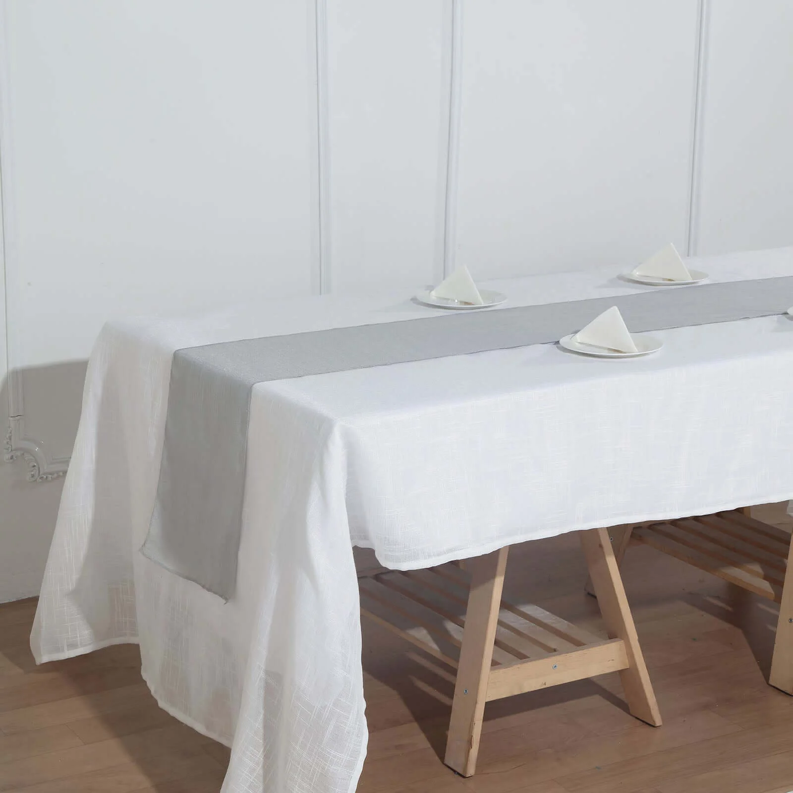 Faux Linen 12"x108" Table Runner Silver - Slubby Textured & Wrinkle Resistant Table Decor - Image 10