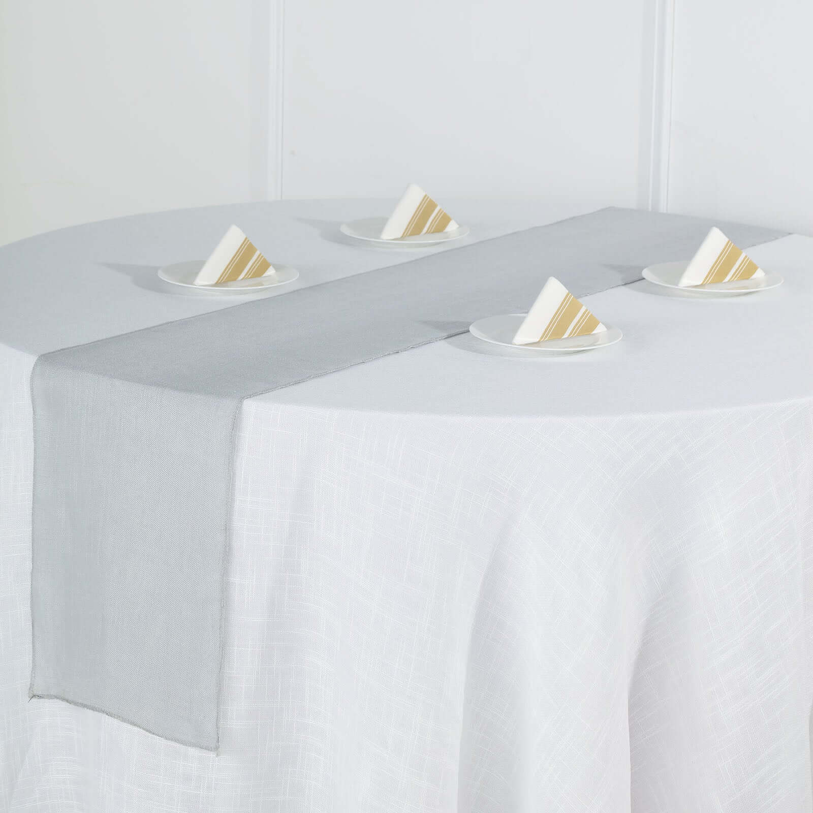 Faux Linen 12"x108" Table Runner Silver - Slubby Textured & Wrinkle Resistant Table Decor - Image 2