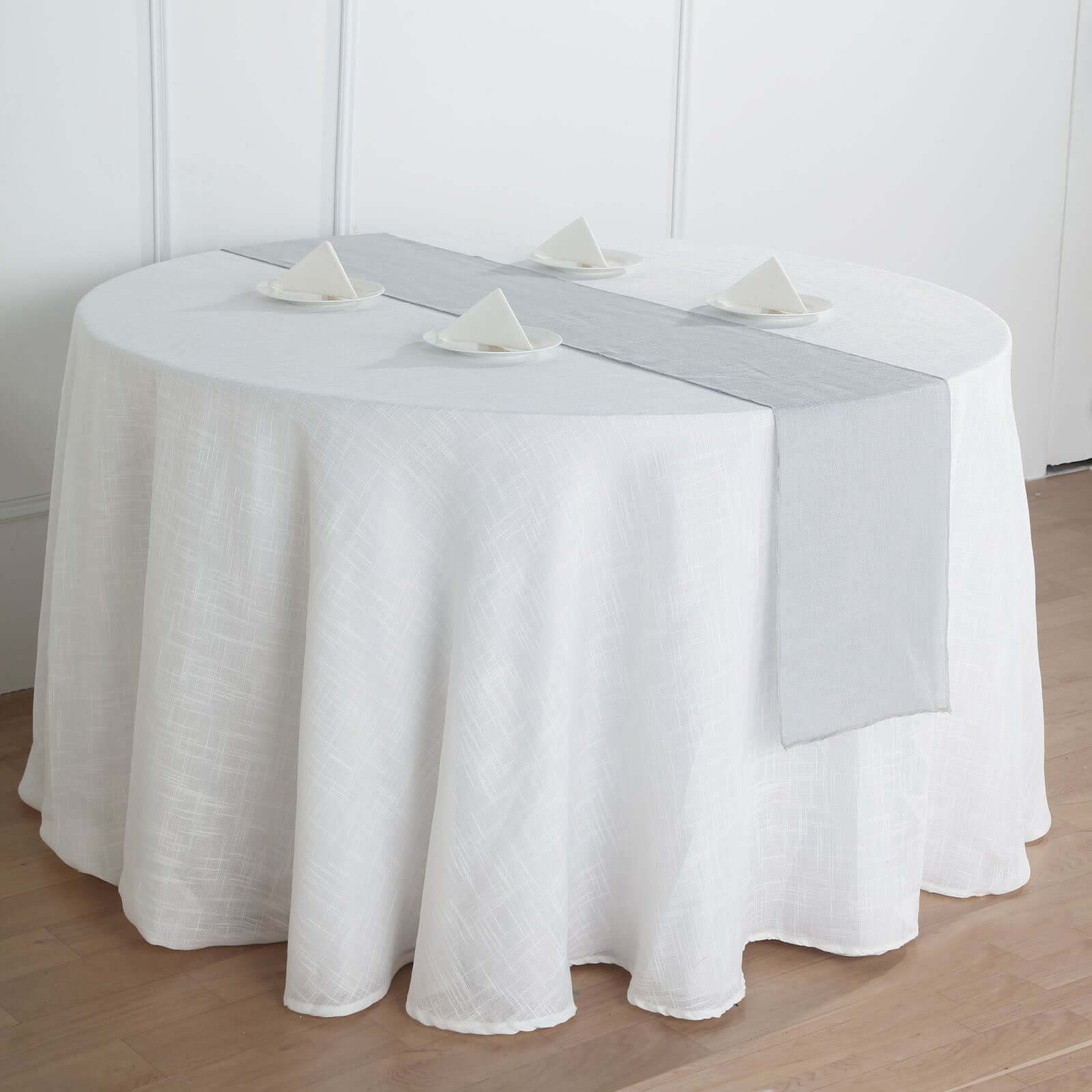 Faux Linen 12"x108" Table Runner Silver - Slubby Textured & Wrinkle Resistant Table Decor - Image 7