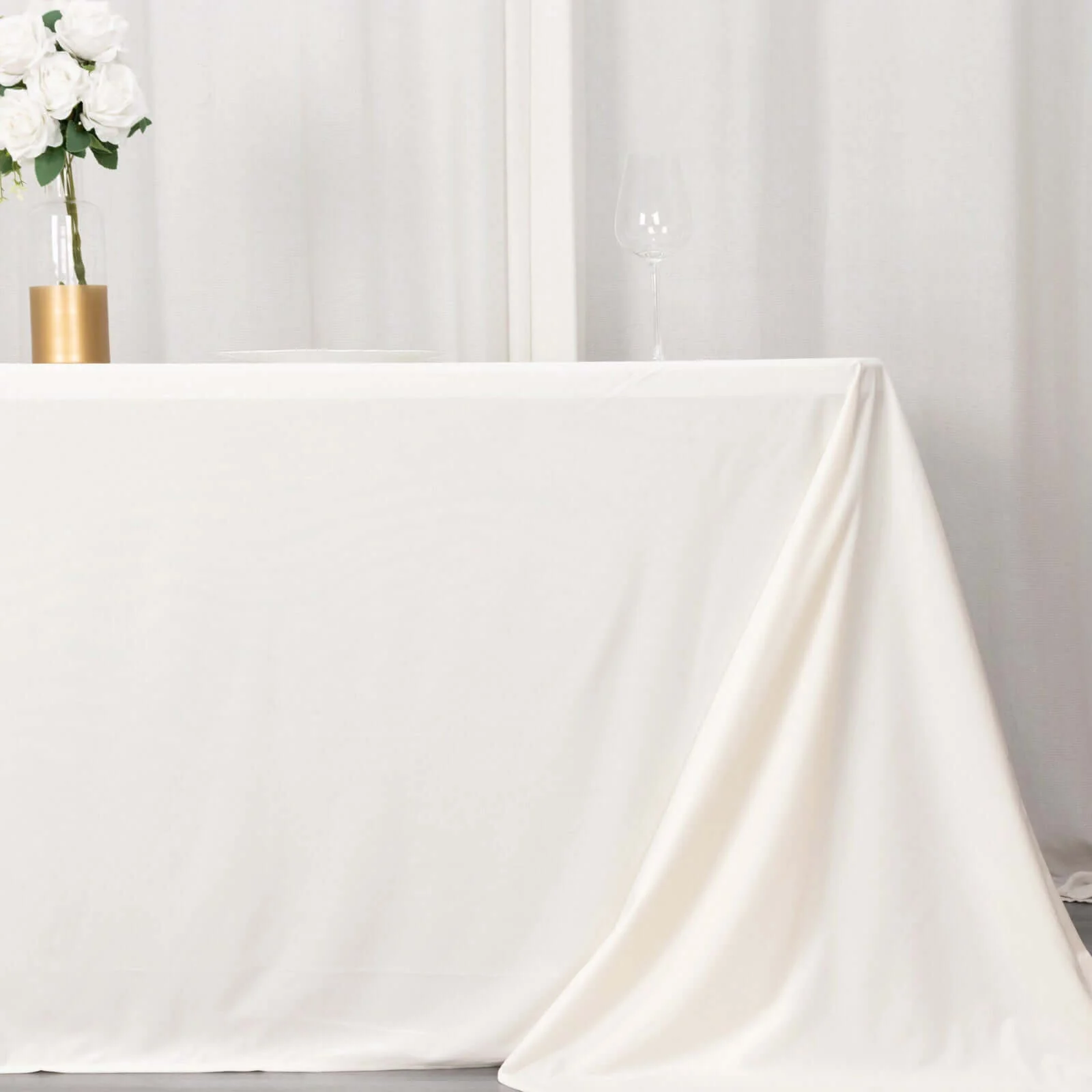 Fire Retardant Scuba Tablecloth – 90"x132" Rectangle Ivory, Wrinkle Free, Stain Resistant, Seamless Polyester Cover - Image 8