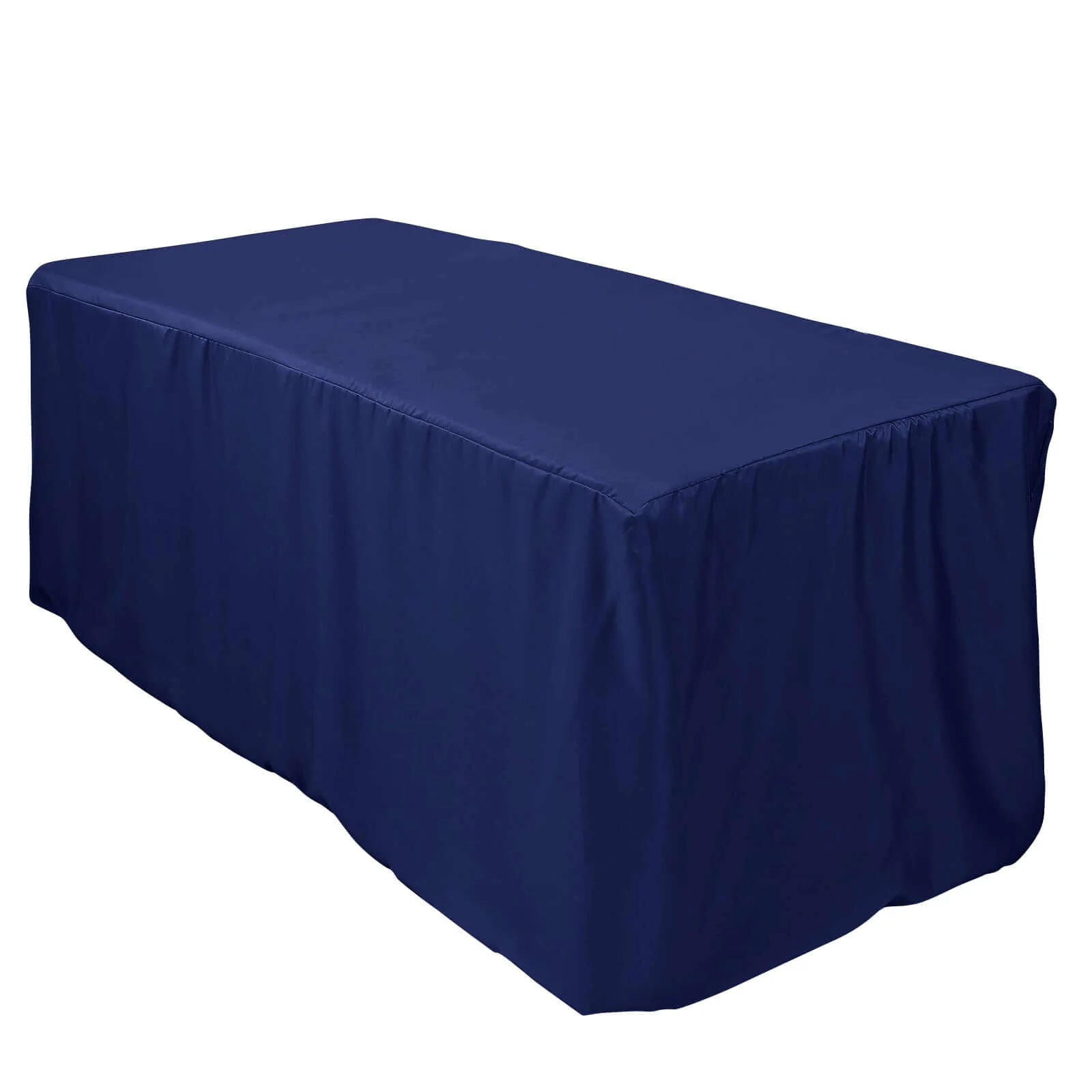 Fitted Polyester 72"x30" Rectangle Tablecloth Navy Blue - Durable Table Cover - Image 7