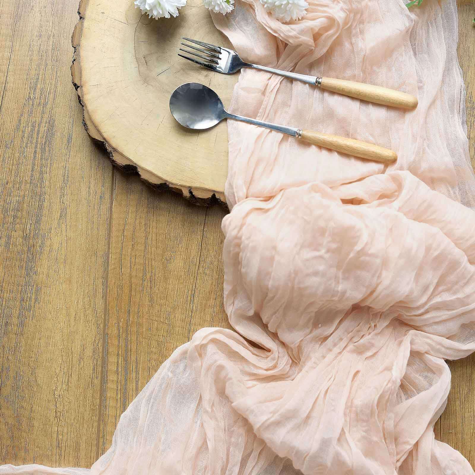 Gauze Cheesecloth 10ft Table Runner Blush - Rustic Boho Style - Image 8