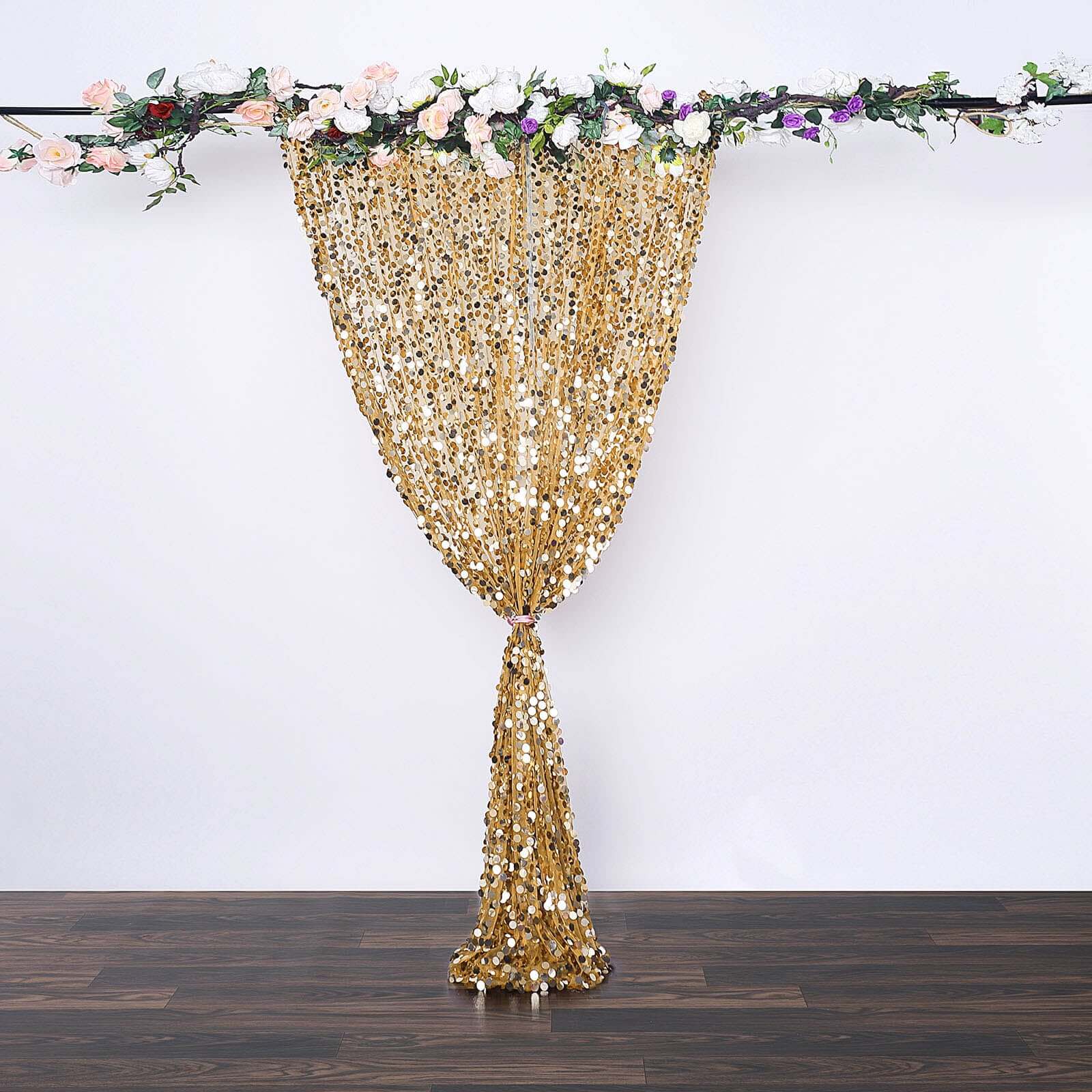 8ftx8ft Gold Big Payette Sequin Event Curtain Drapes, Backdrop Event Panel - Image 2