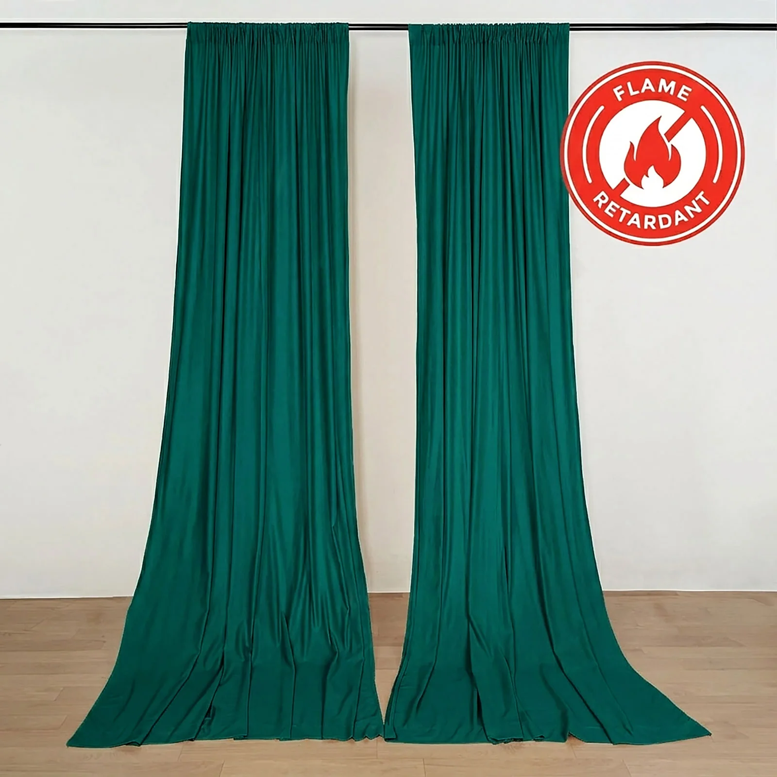 2 Pack 5ftx10ft Hunter Emerald Green Scuba Polyester Backdrop Drape Curtains, Durable Flame Resistant Event Divider Panels Wrinkle Free With Rod Pockets - Image 6