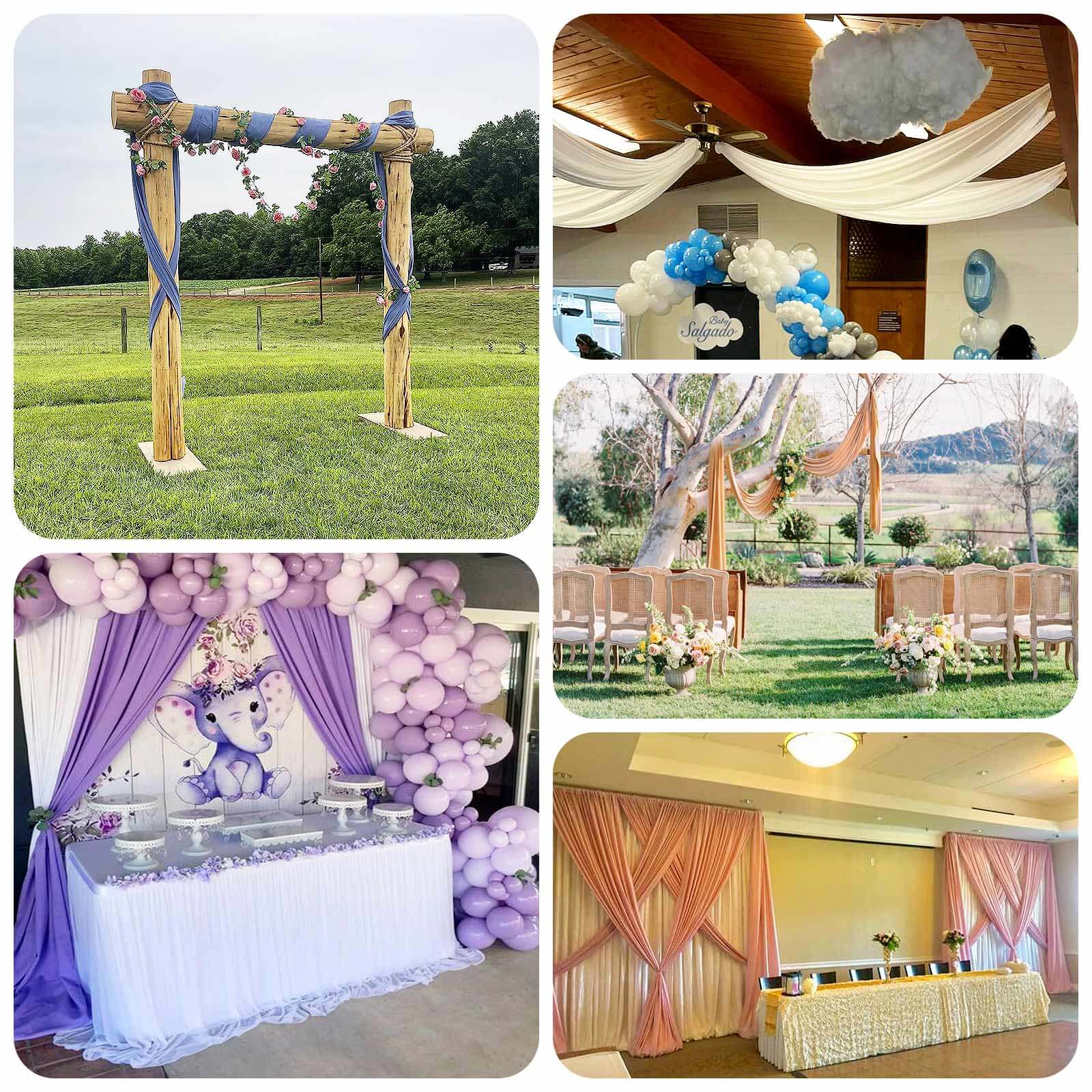 Ivory 4-Way Stretch Spandex Event Curtain Drapes, Wrinkle Free Backdrop Event Panel with Rod Pockets - 5ftx12ft - Image 4
