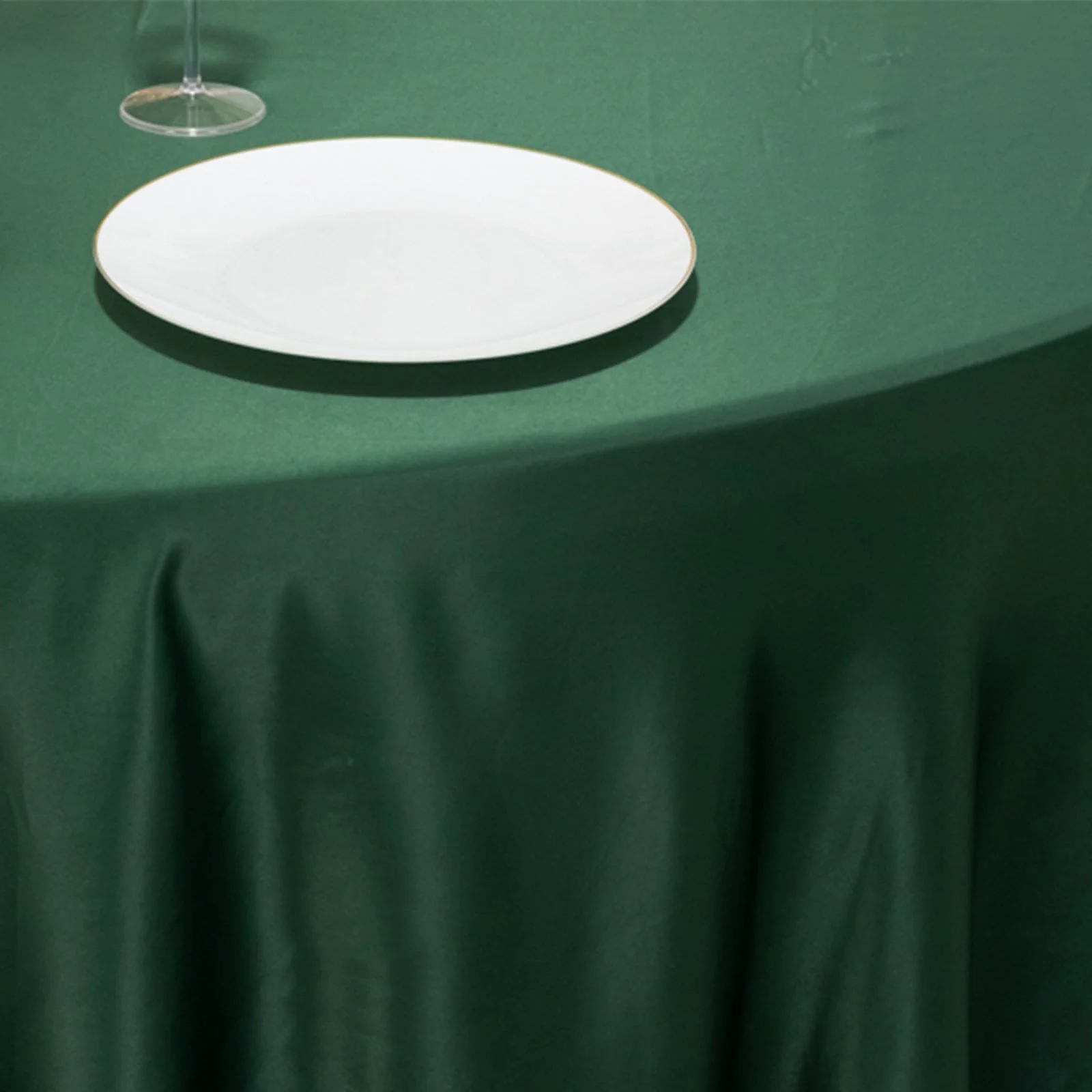 Lamour Satin 120" Round Tablecloth Hunter Emerald Green - Seamless Table Cover with Soft Tempered Sheen - Image 6