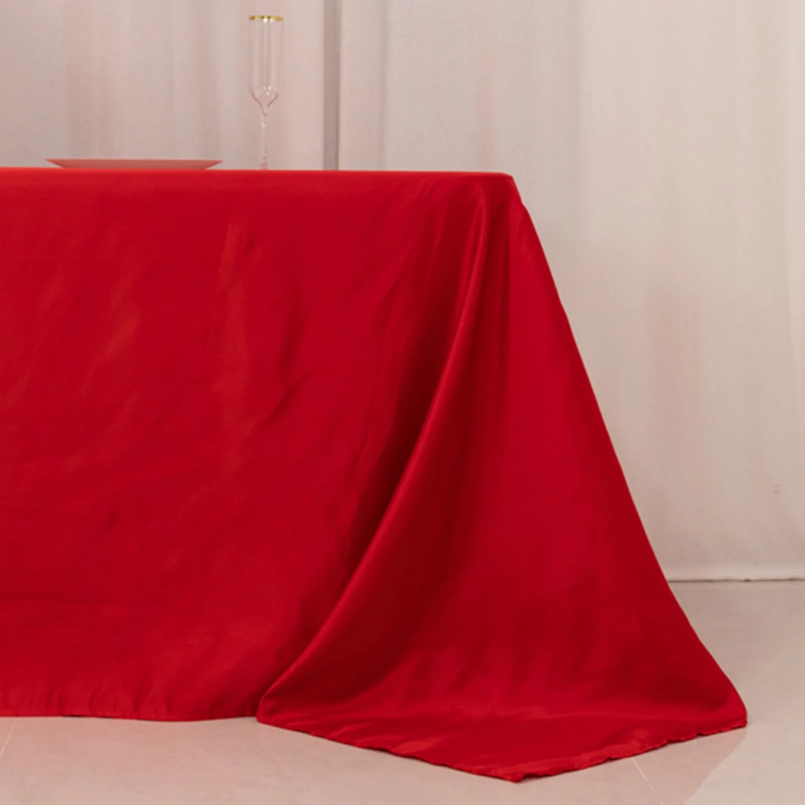 Lamour Satin 90"x156" Rectangle Tablecloth Red - Luxurious, Soft Seamless Table Cover - Image 2