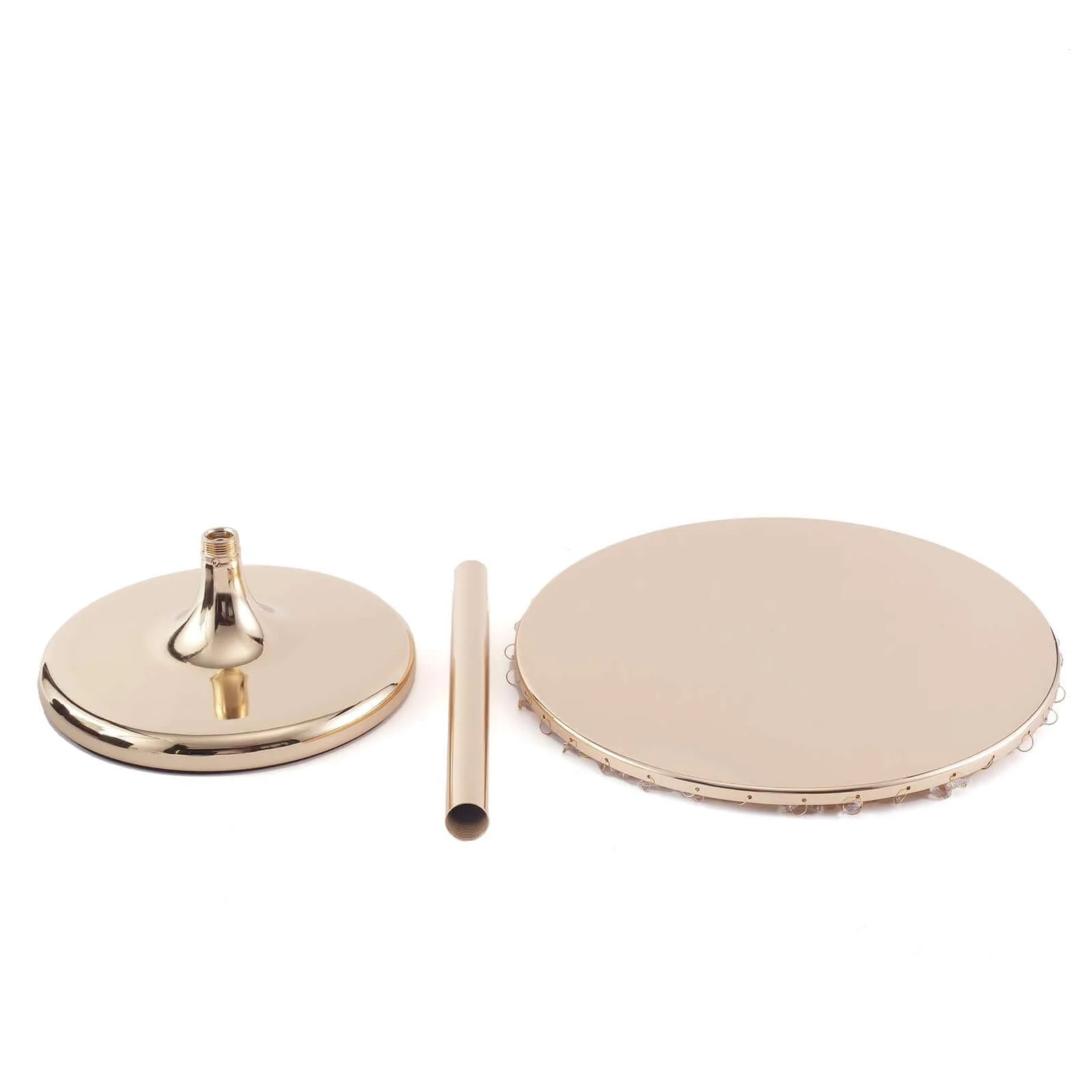 Metal Cake Stand Round Design Metallic Gold with Crystal Chains 14" Dia - Cupcake Dessert Pedestal 16"Tall - Image 8