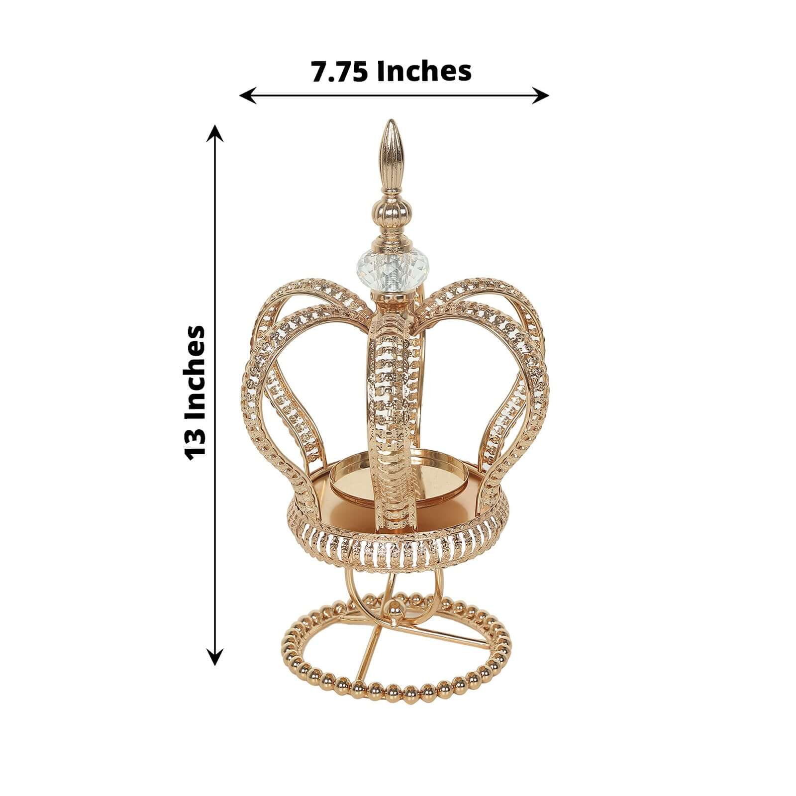 Metal Crown Spiral Pillar Candle Holder Stand Gold - Jeweled Votive Candle Centerpiece 13" - Image 3