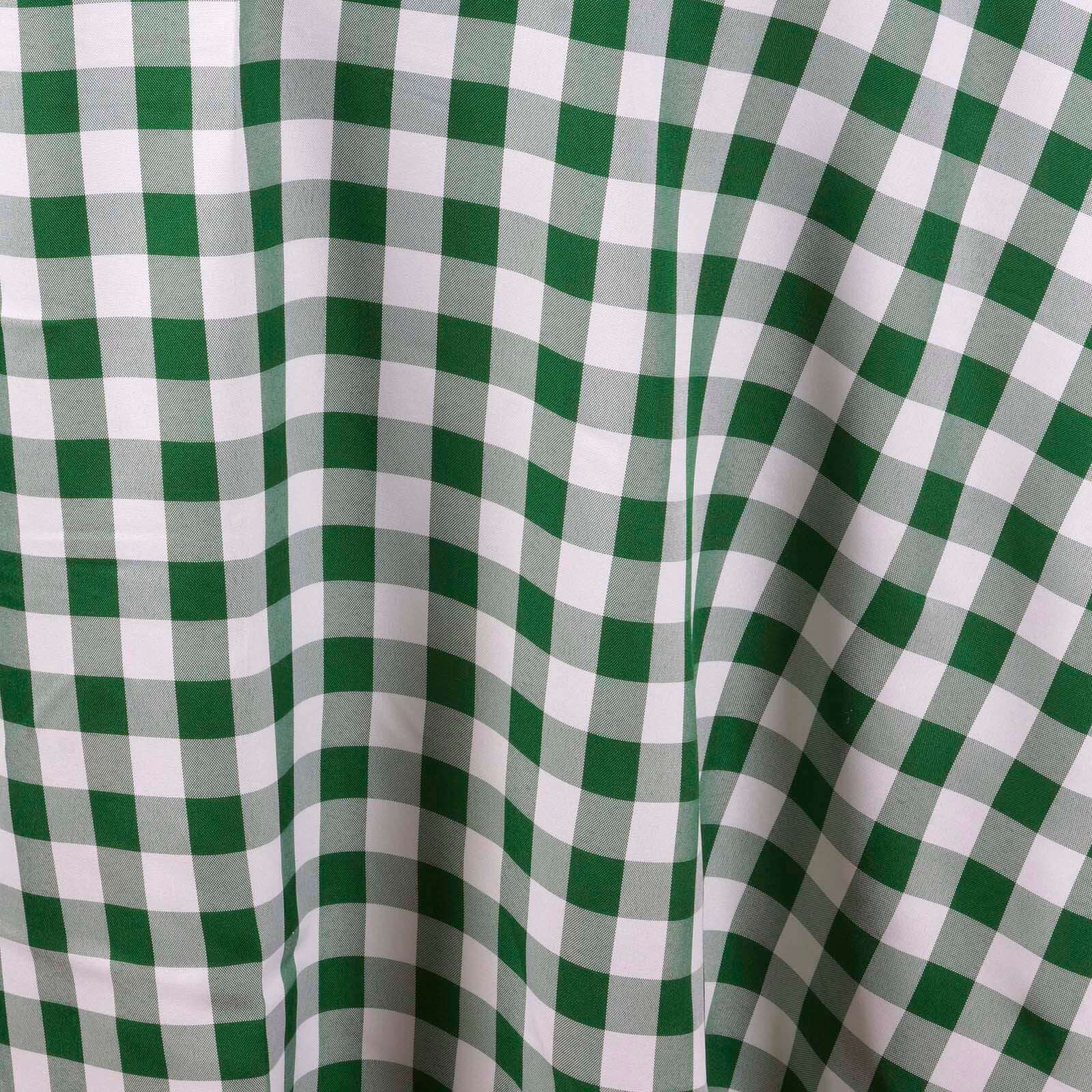 Polyester 108" Round Tablecloth White/Green - Checkered Buffalo Plaid Table Cover - Image 6
