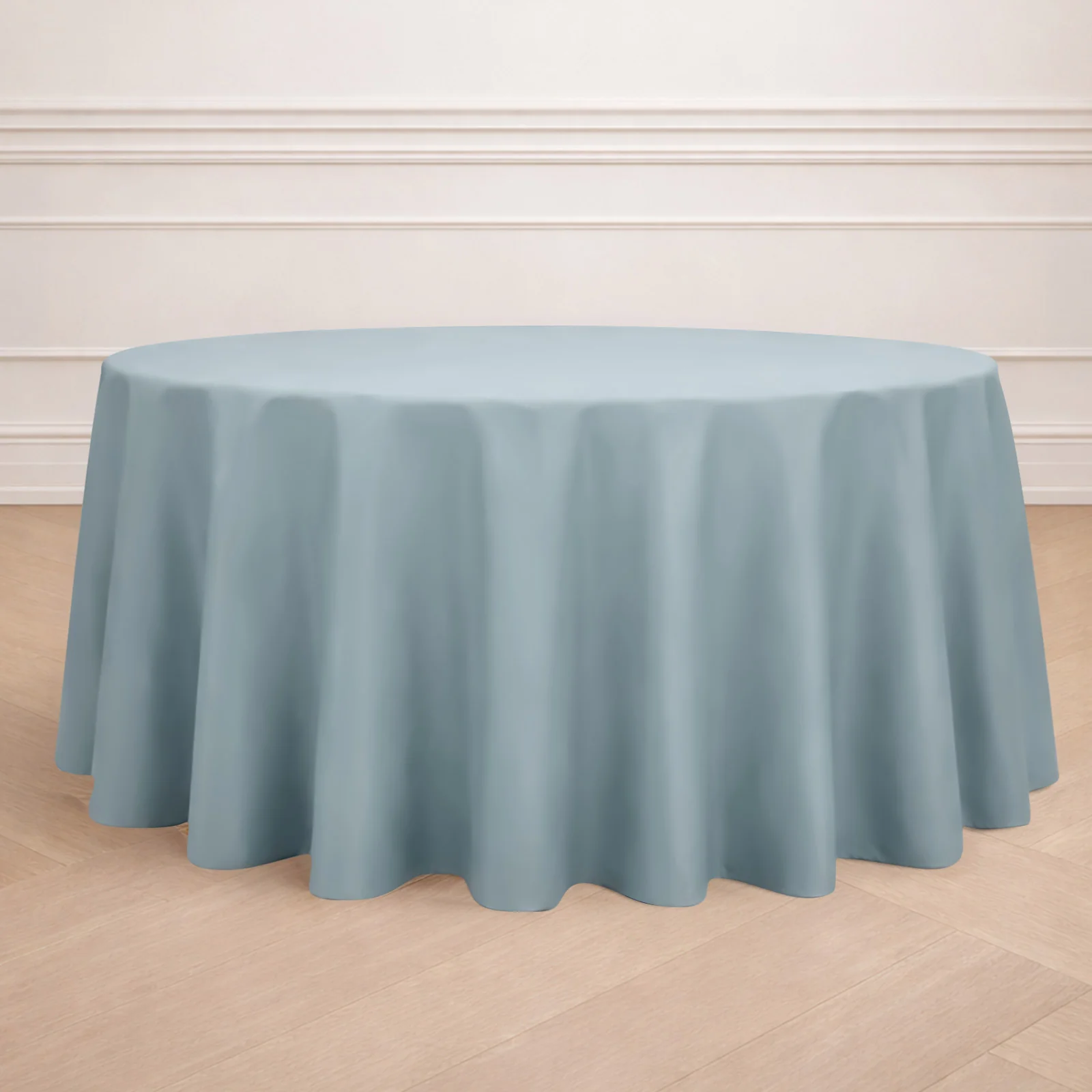 Polyester 120" Round Tablecloth Dusty Blue - Seamless Wrinkle-Resistant Table Cover - Image 7