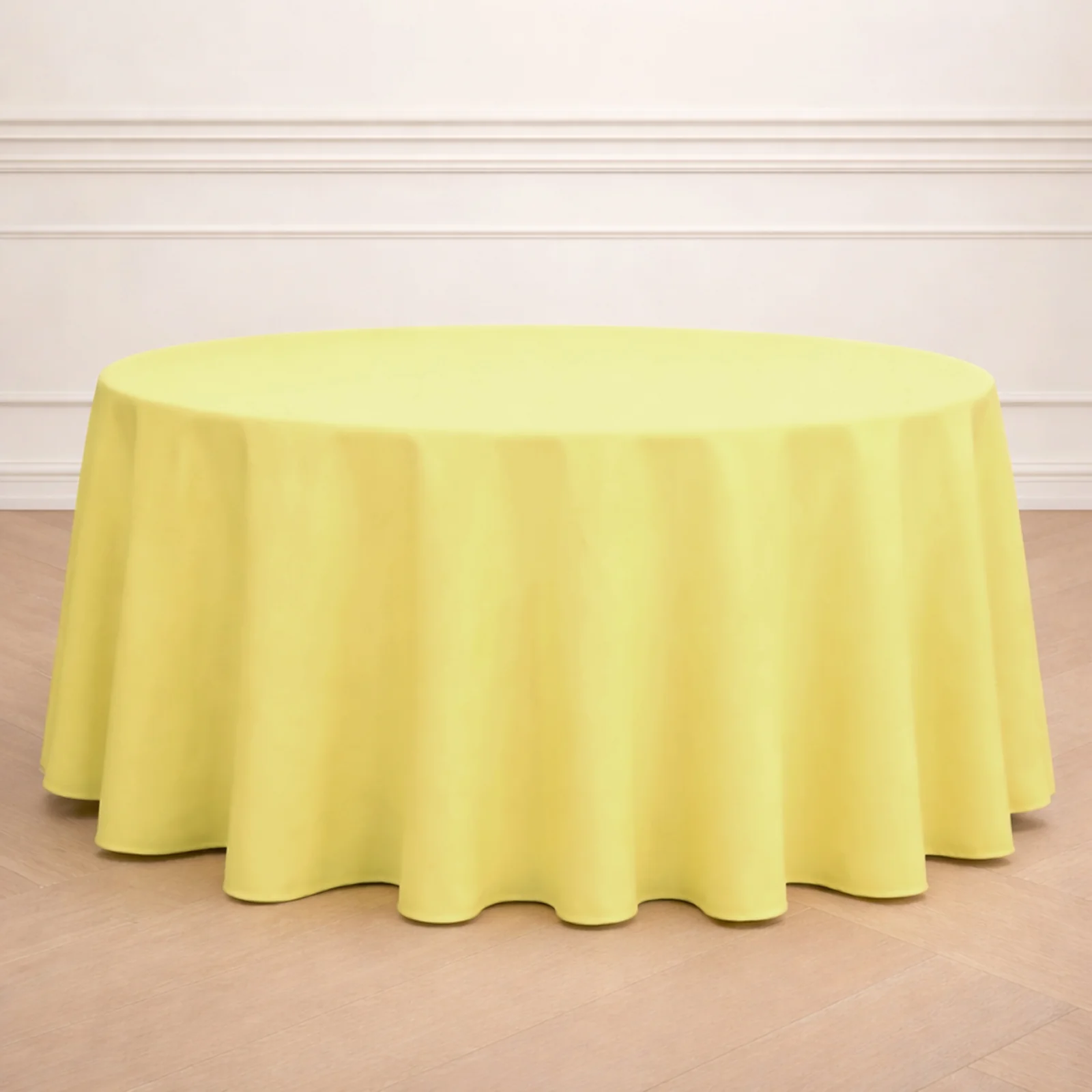 Polyester 120" Round Tablecloth Yellow - Seamless Wrinkle-Resistant Table Cover - Image 7
