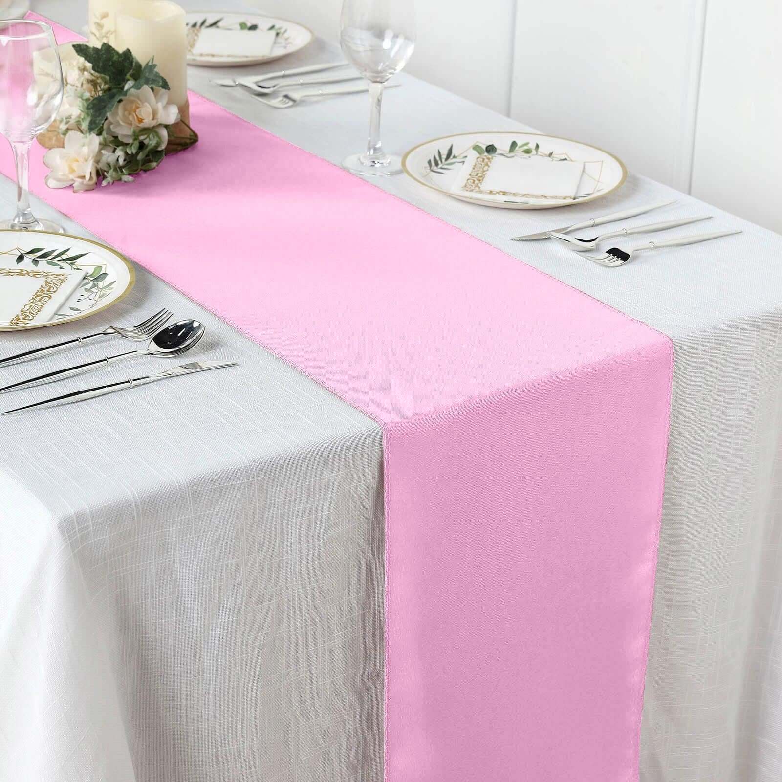 Polyester 12"x108" Table Runner Pink - Durable & Wrinkle-Resistant Table Decor - Image 2