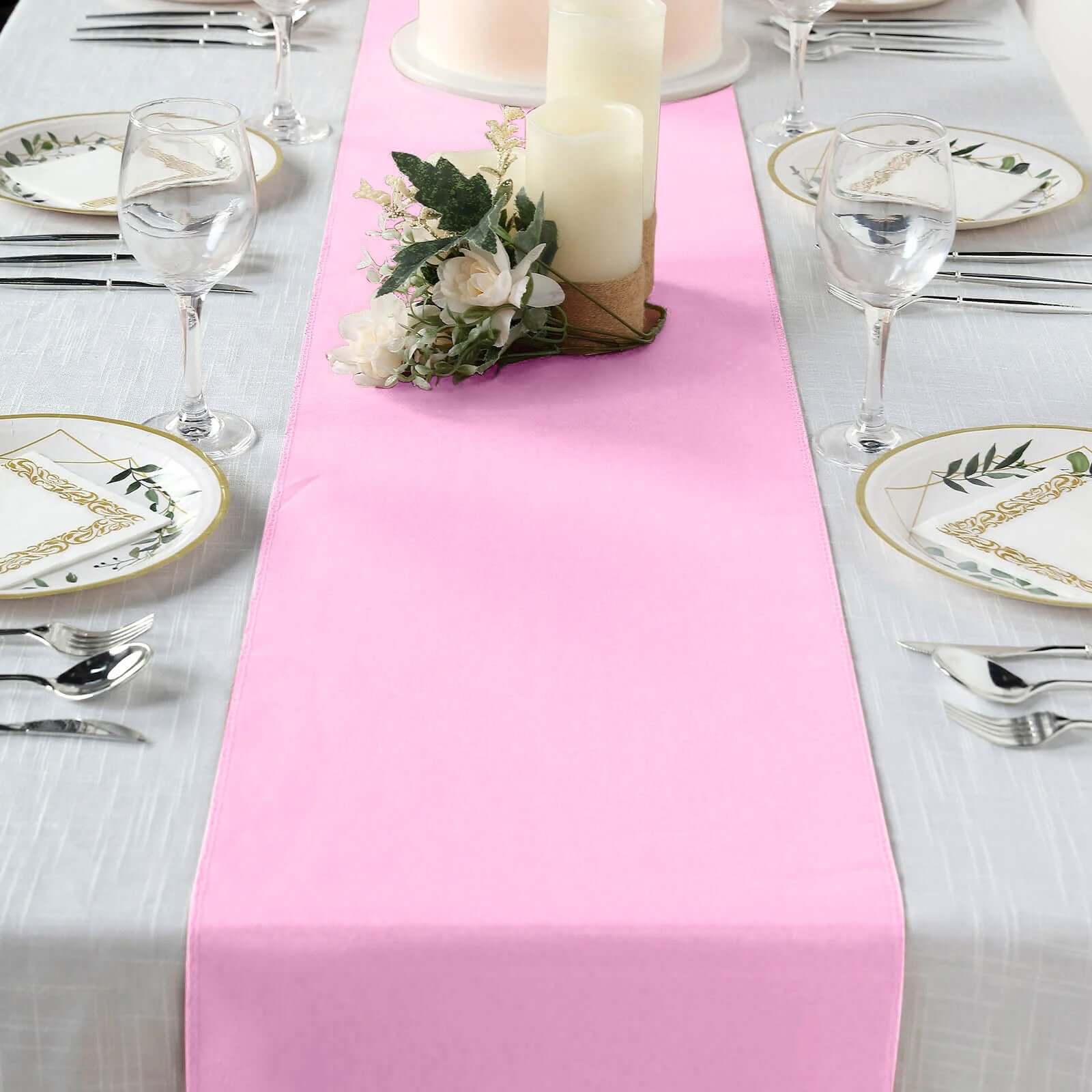 Polyester 12"x108" Table Runner Pink - Durable & Wrinkle-Resistant Table Decor - Image 5