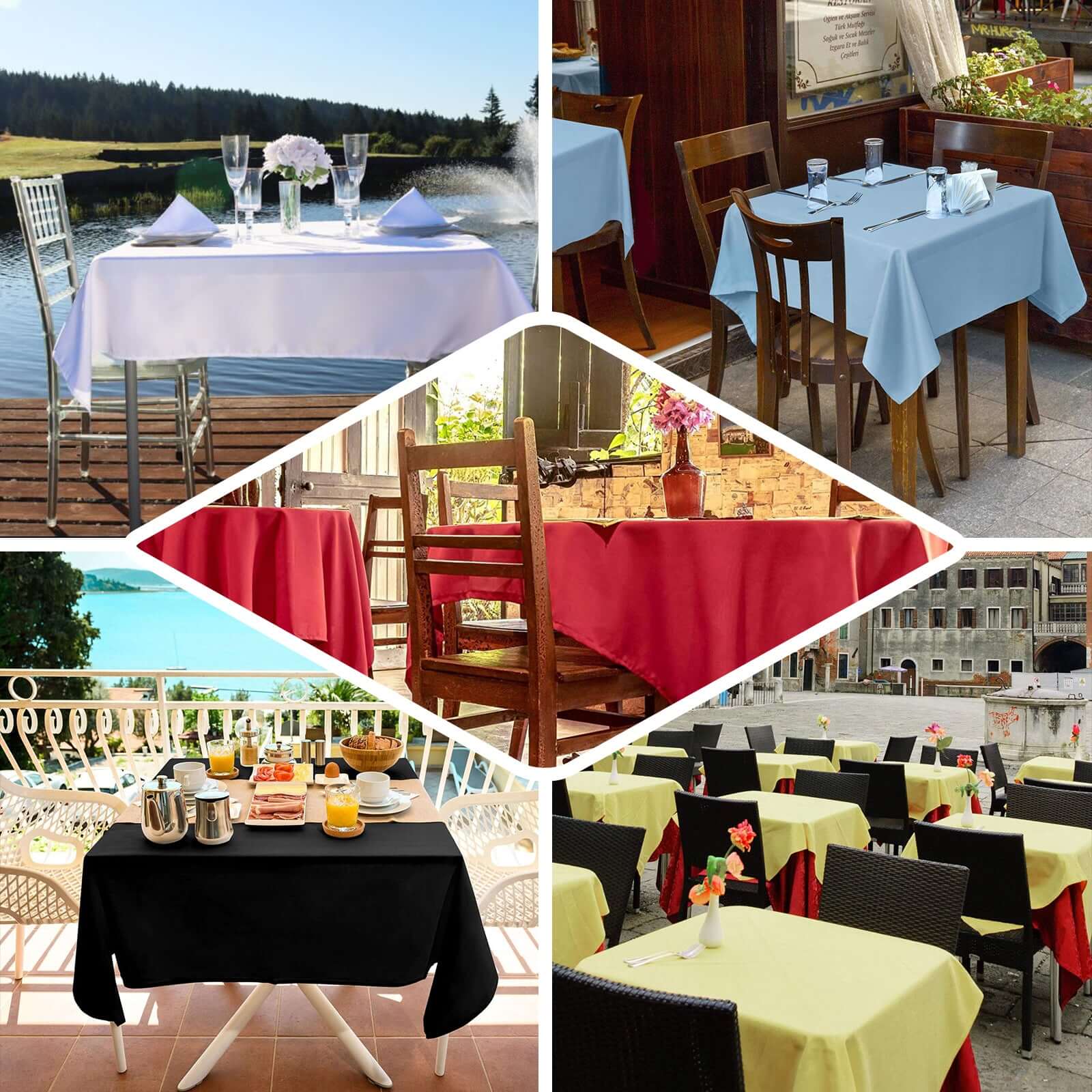 Polyester 54"x54" Table Overlay Square Tablecloth White - Wrinkle-Resistant & Durable Table Cover for Events - Image 4