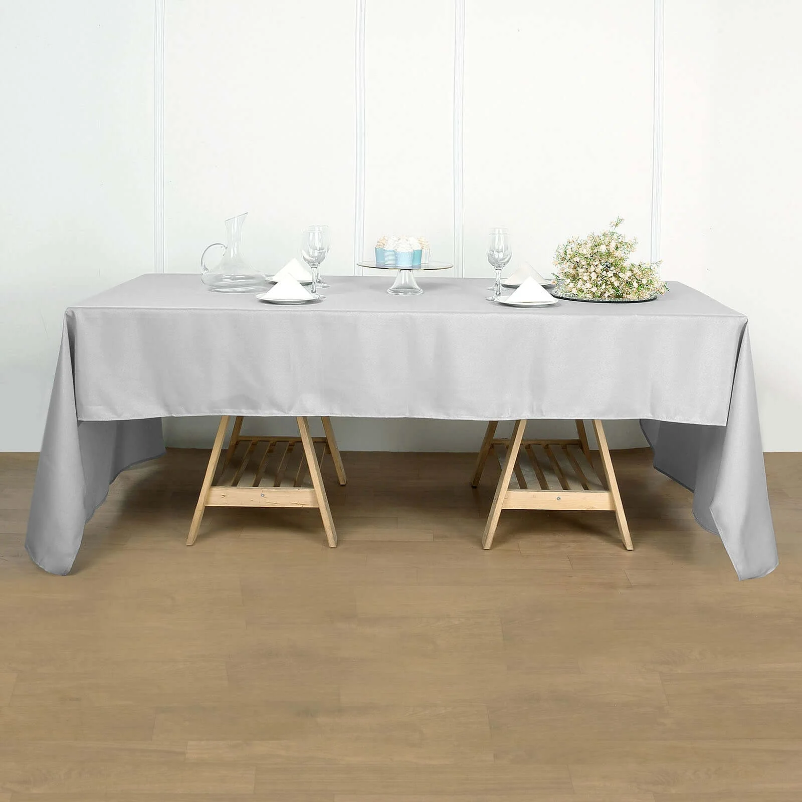 Polyester 60"x102" Rectangle Tablecloth Silver - Durable and Stylish Table Cover - Image 2