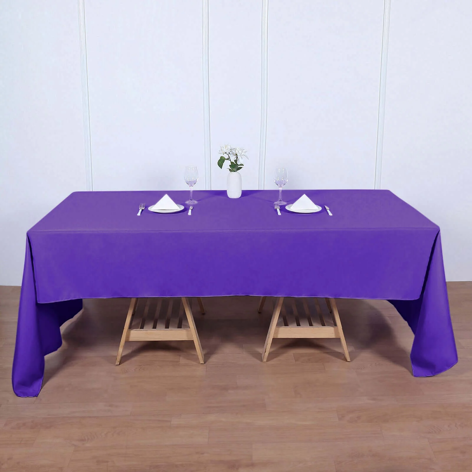 Polyester 60"x126" Rectangle Tablecloth Purple - Wrinkle-Resistant Table Cover - Image 2