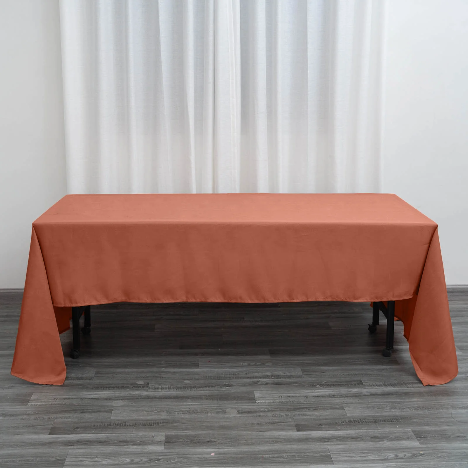 Polyester 60"x126" Rectangle Tablecloth Terracotta (Rust) - Wrinkle-Resistant Table Cover - Image 6