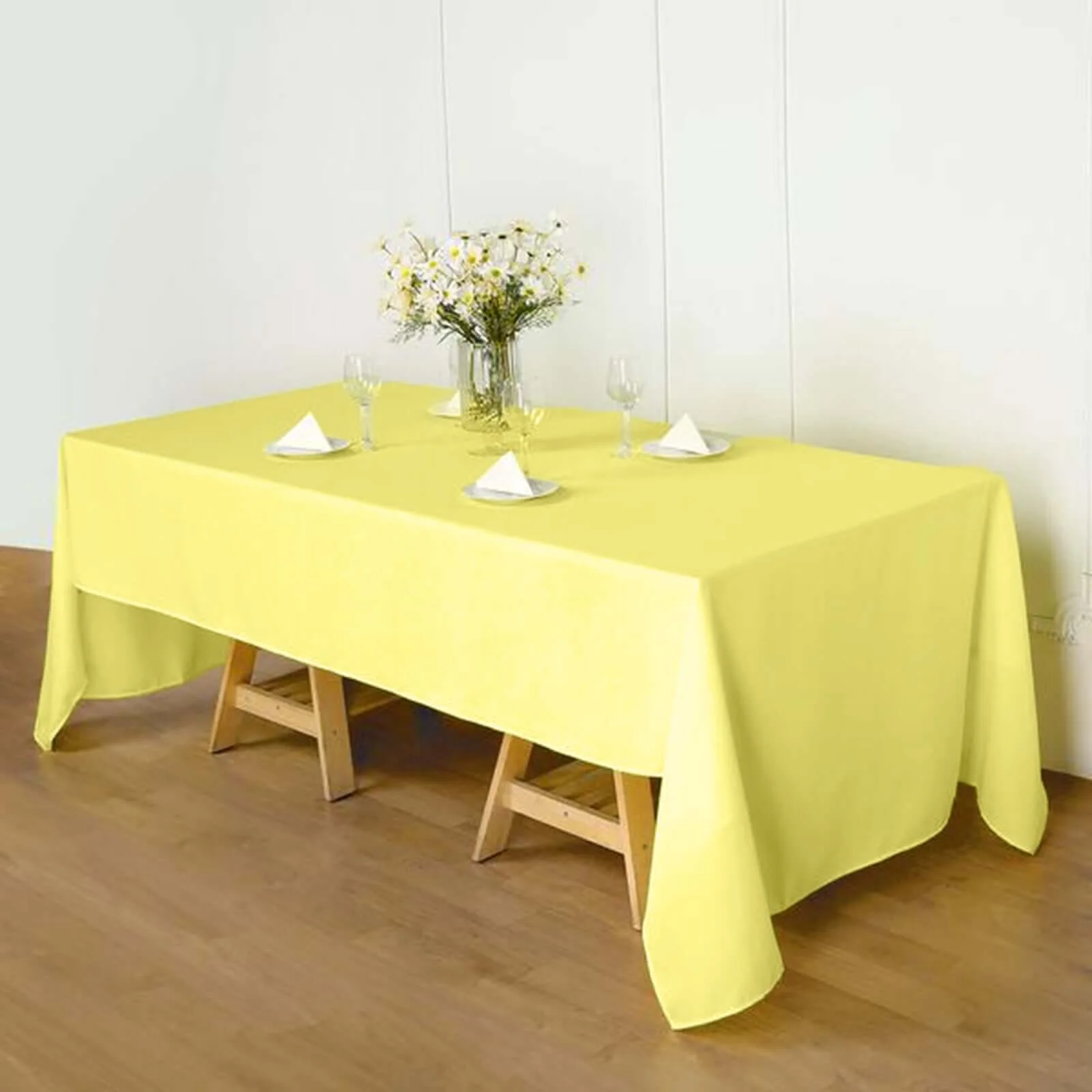 Polyester 60"x126" Rectangle Tablecloth Yellow - Wrinkle-Resistant Table Cover - Image 3