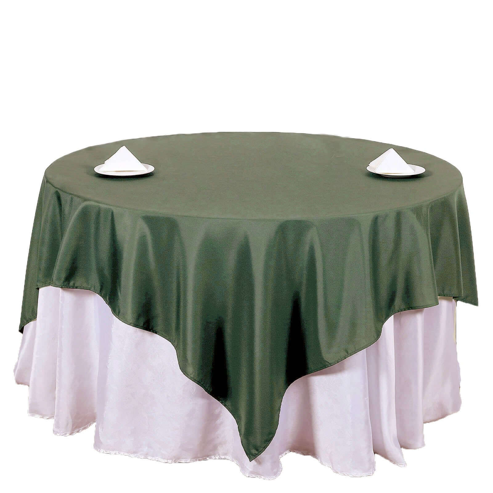 Polyester 70"x70" Table Overlay Square Tablecloth Olive Green - Wrinkle-Resistant & Durable Table Cover - Image 4