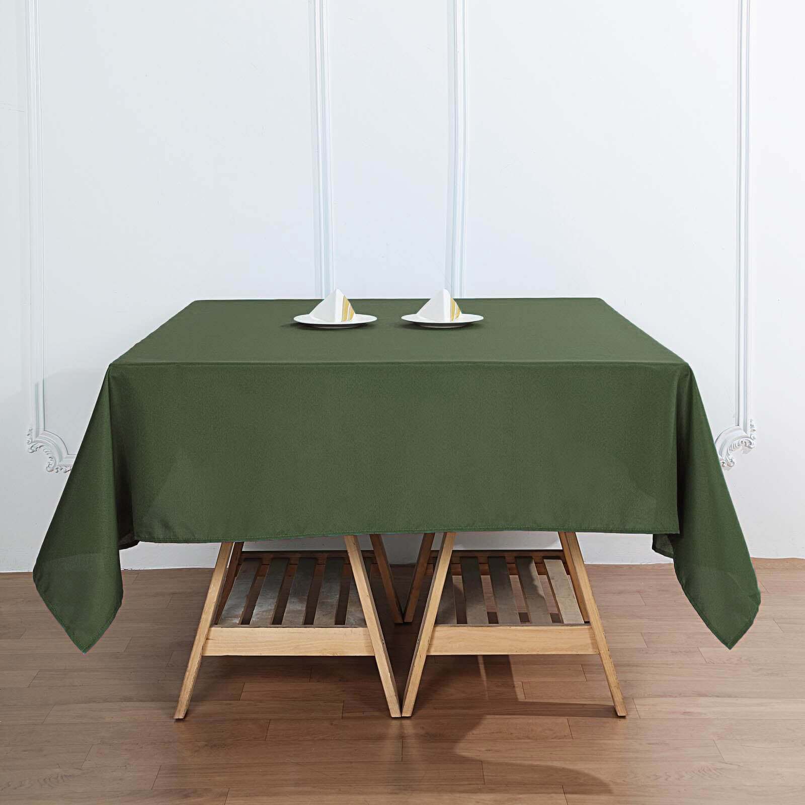 Polyester 70"x70" Table Overlay Square Tablecloth Olive Green - Wrinkle-Resistant & Durable Table Cover - Image 7