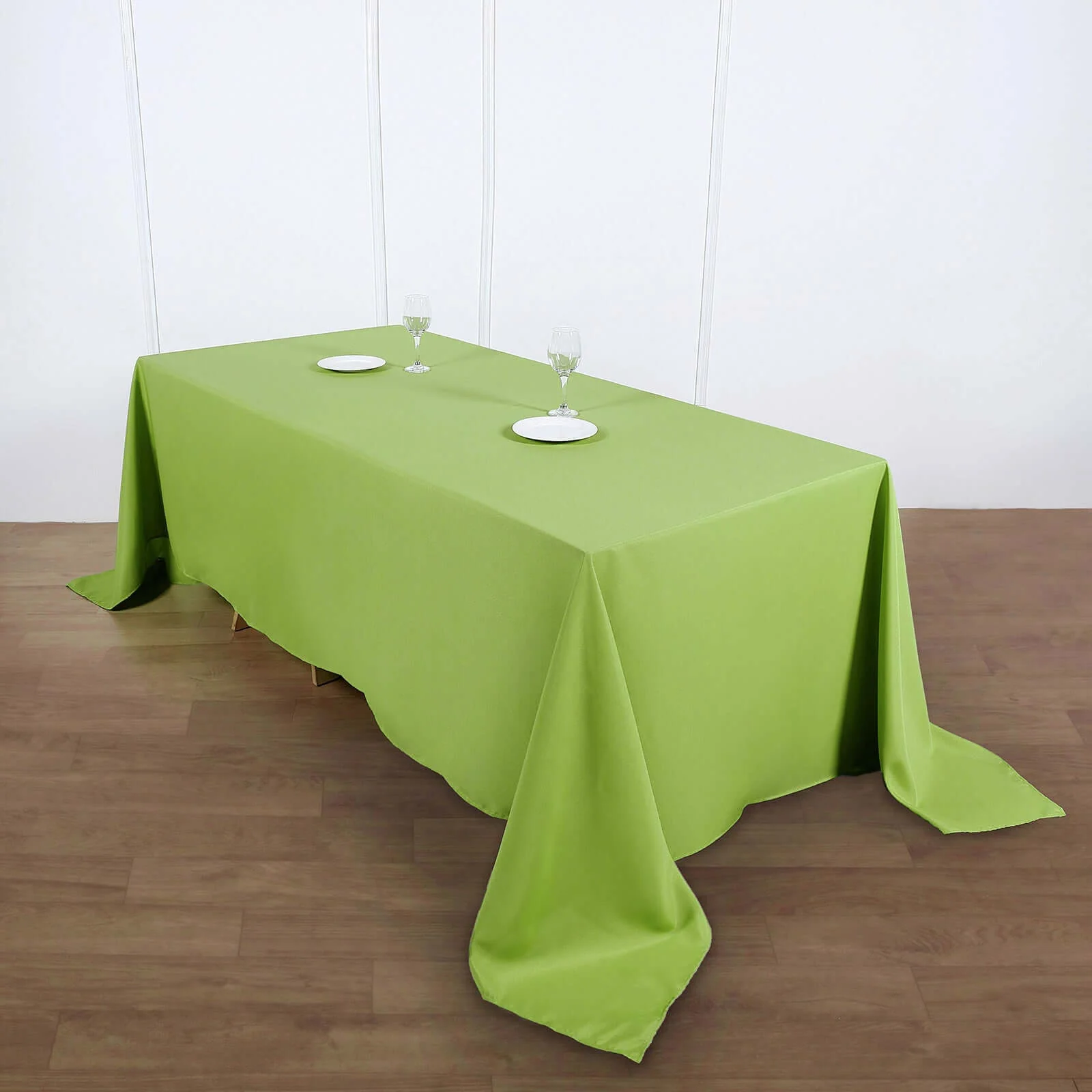 Polyester 90"x132" Rectangle Tablecloth Apple Green - Seamless Wrinkle-Resistant Table Cover - Image 2